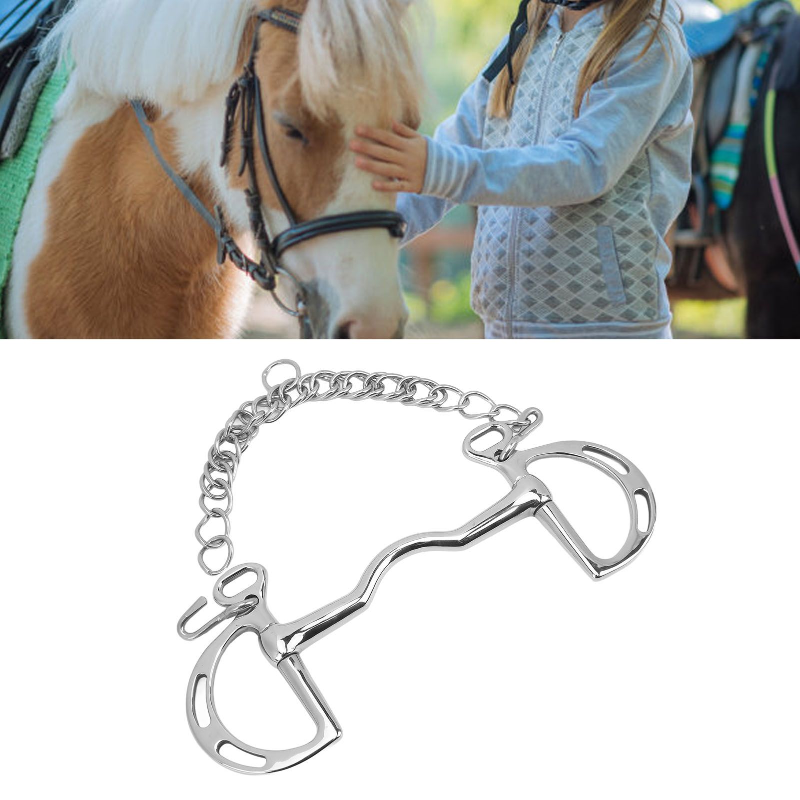 D Ring Horse Bit Stainless Steel Horse Mouth Snaffle Bit with Chain for 135mm view 11