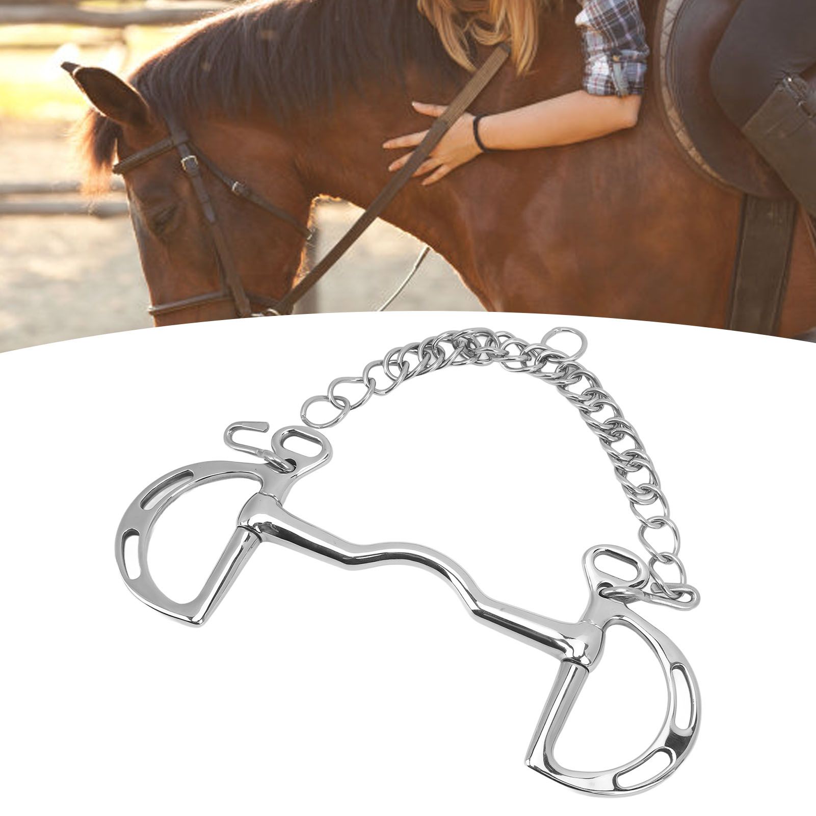 D Ring Horse Bit Stainless Steel Horse Mouth Snaffle Bit with Chain for 135mm view 12