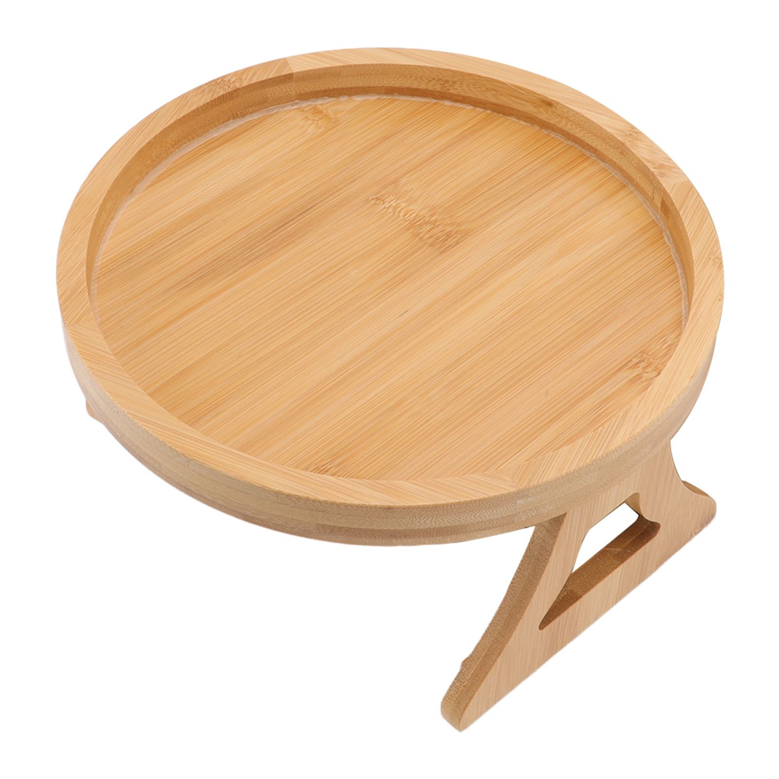 Sofa Tray Bamboo Wood Texture Armrest Couch Clip On Tray Table for Coffee Tea view 2