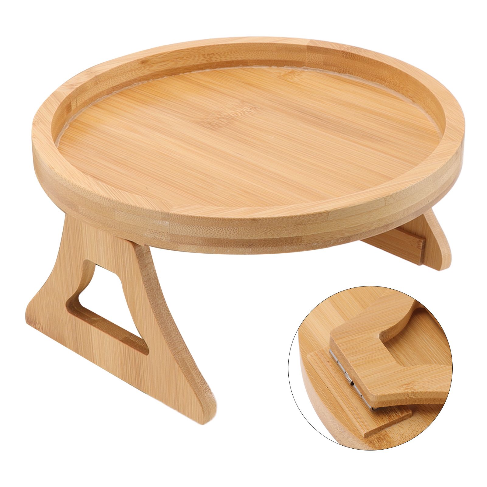 Sofa Tray Bamboo Wood Texture Armrest Couch Clip On Tray Table for Coffee Tea view 9