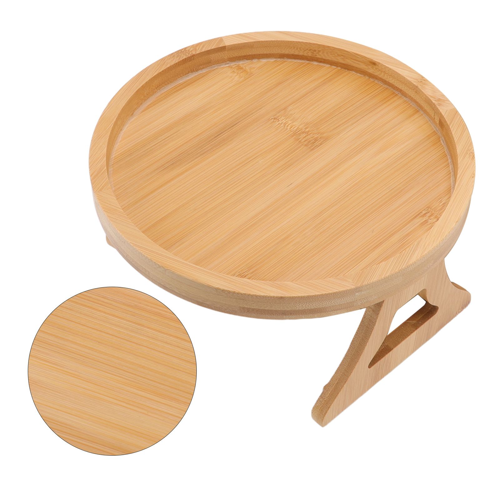 Sofa Tray Bamboo Wood Texture Armrest Couch Clip On Tray Table for Coffee Tea view 10