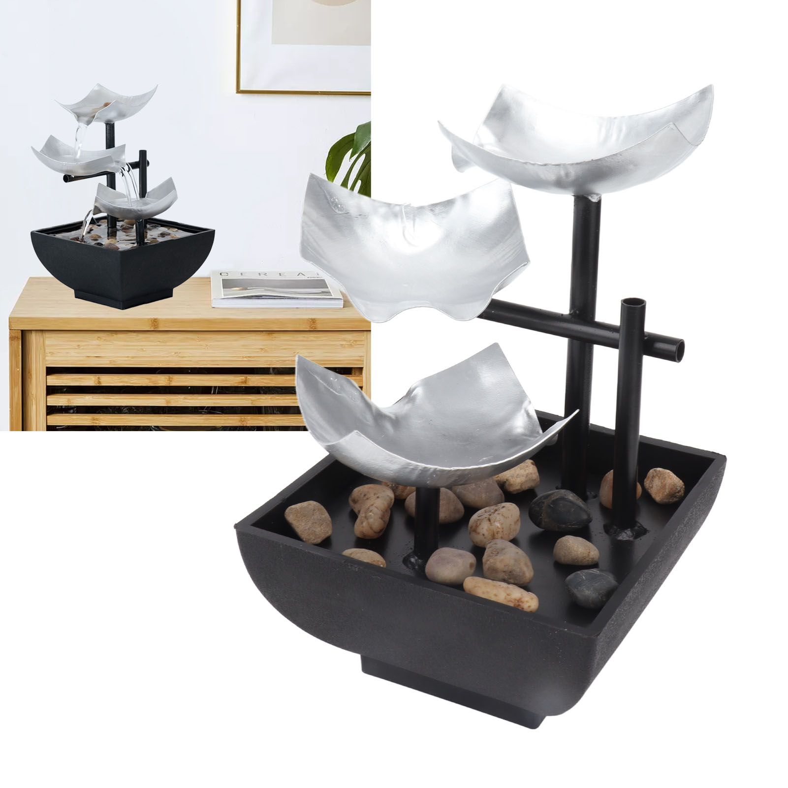 5V Water Fountain Ornament Rock Garden Flowing Water Decoration Home Desktop view 11