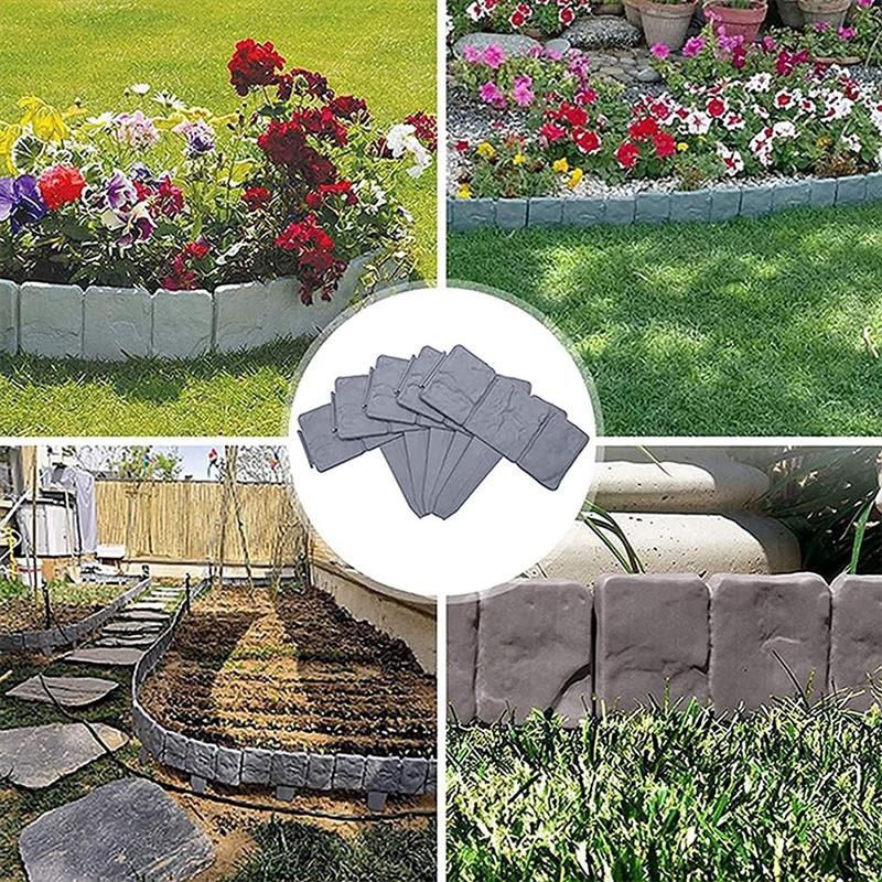 Garden Fence Border Plastic Stone Effect Flowerbed Grass Lawn Plant Decorative view 4
