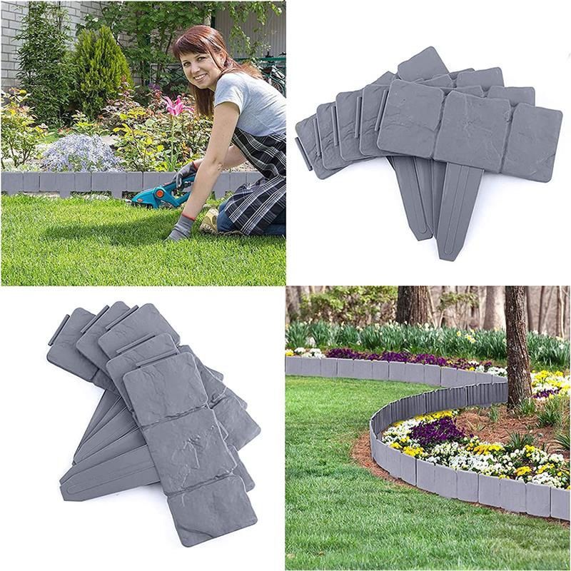 Garden Fence Border Plastic Stone Effect Flowerbed Grass Lawn Plant Decorative view 5