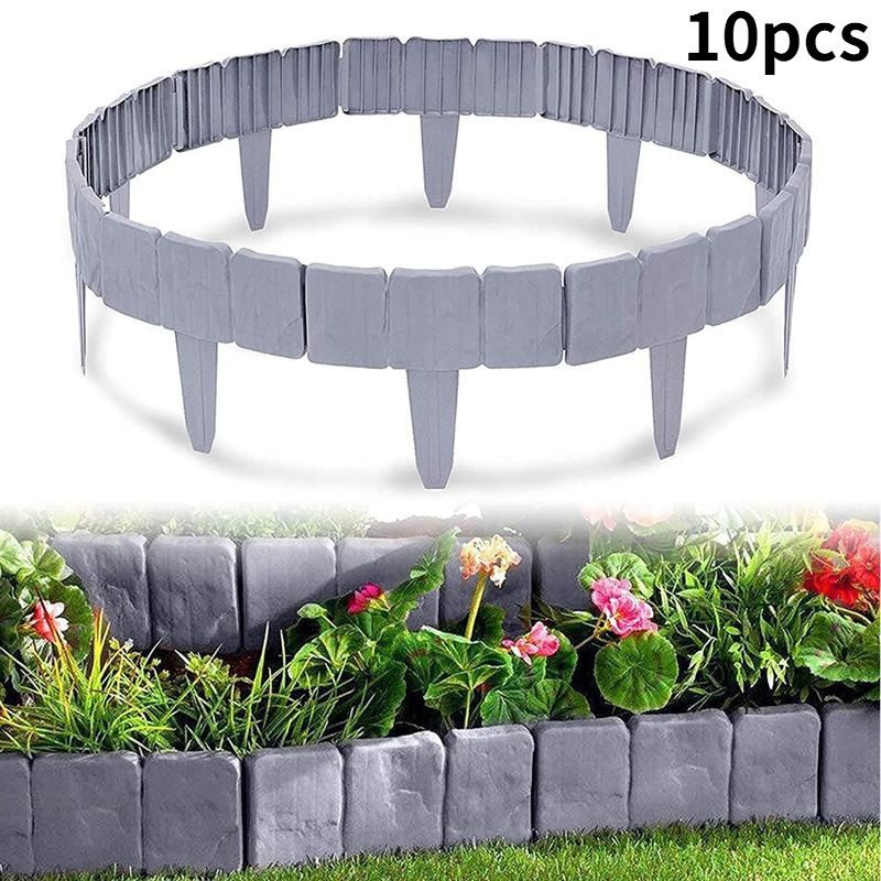 Garden Fence Border Plastic Stone Effect Flowerbed Grass Lawn Plant Decorative view 3