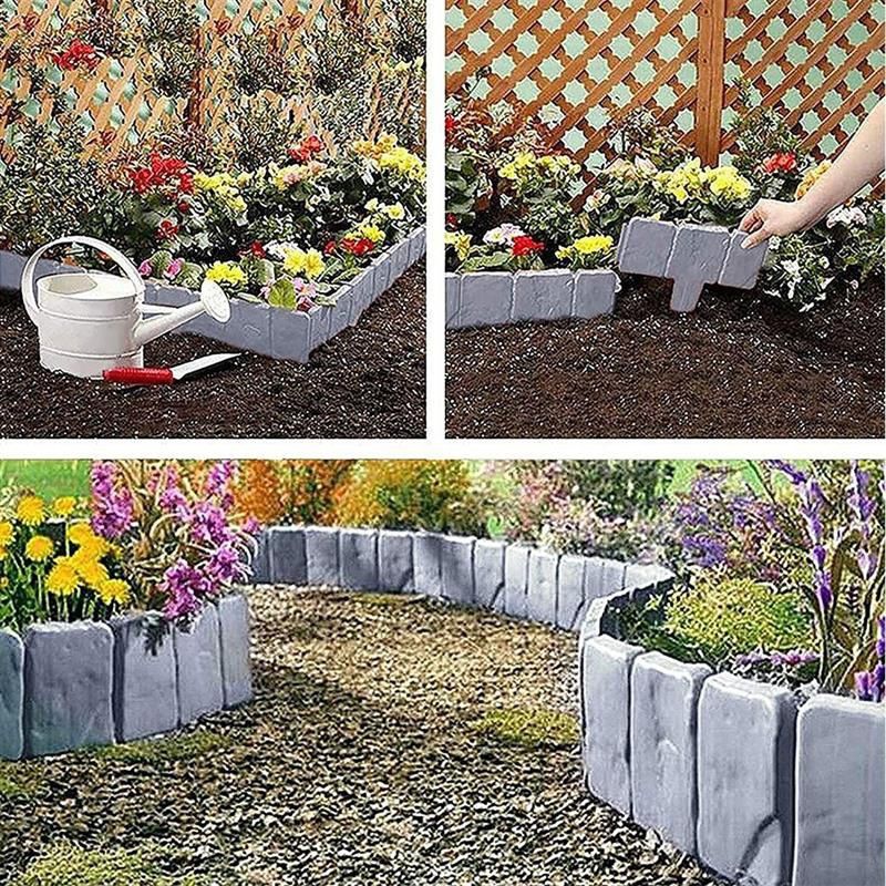 Garden Fence Border Plastic Stone Effect Flowerbed Grass Lawn Plant Decorative view 5