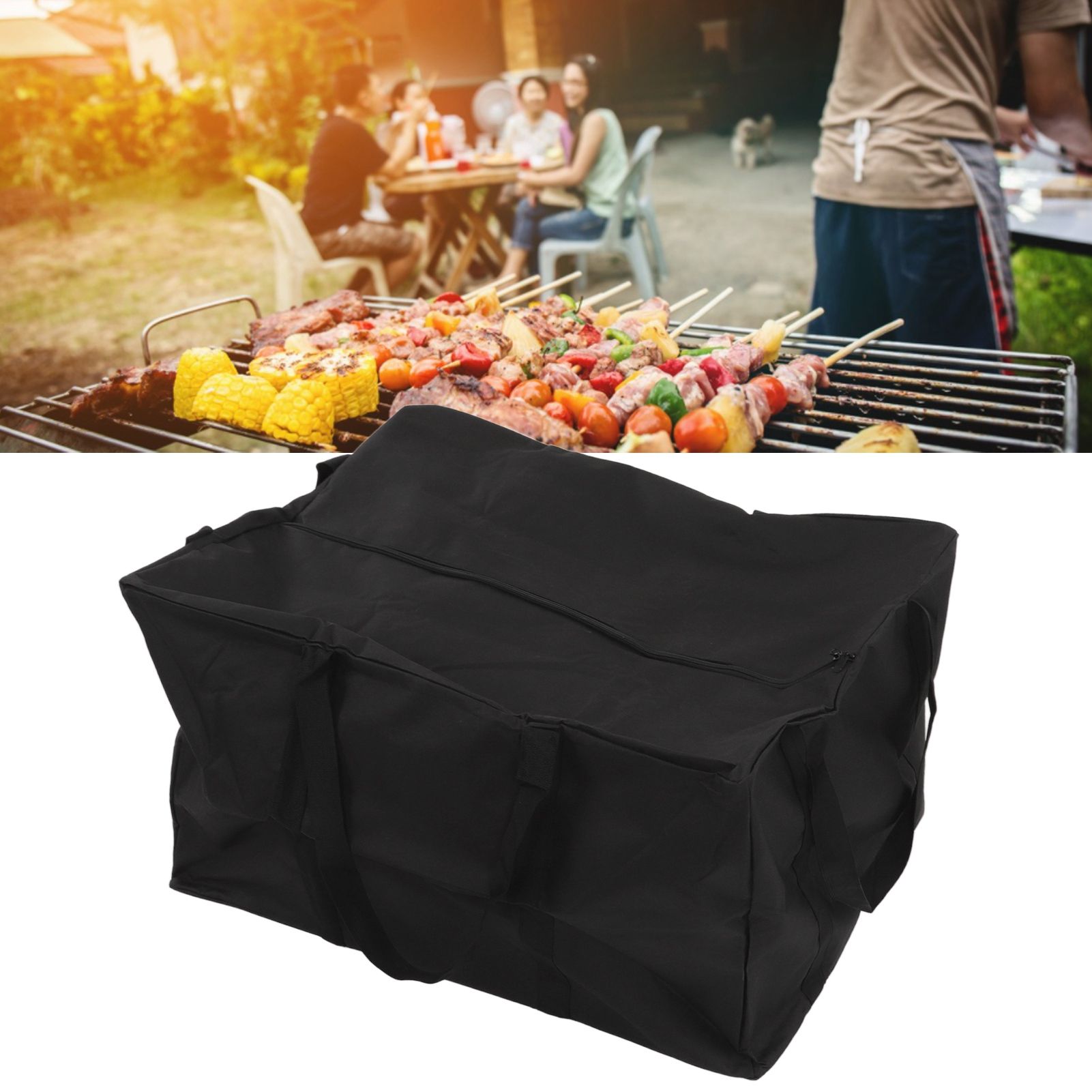 BBQ Tool Bag Portable Waterproof Dustproof Wear Resistant Black BBQ Grilling view 12