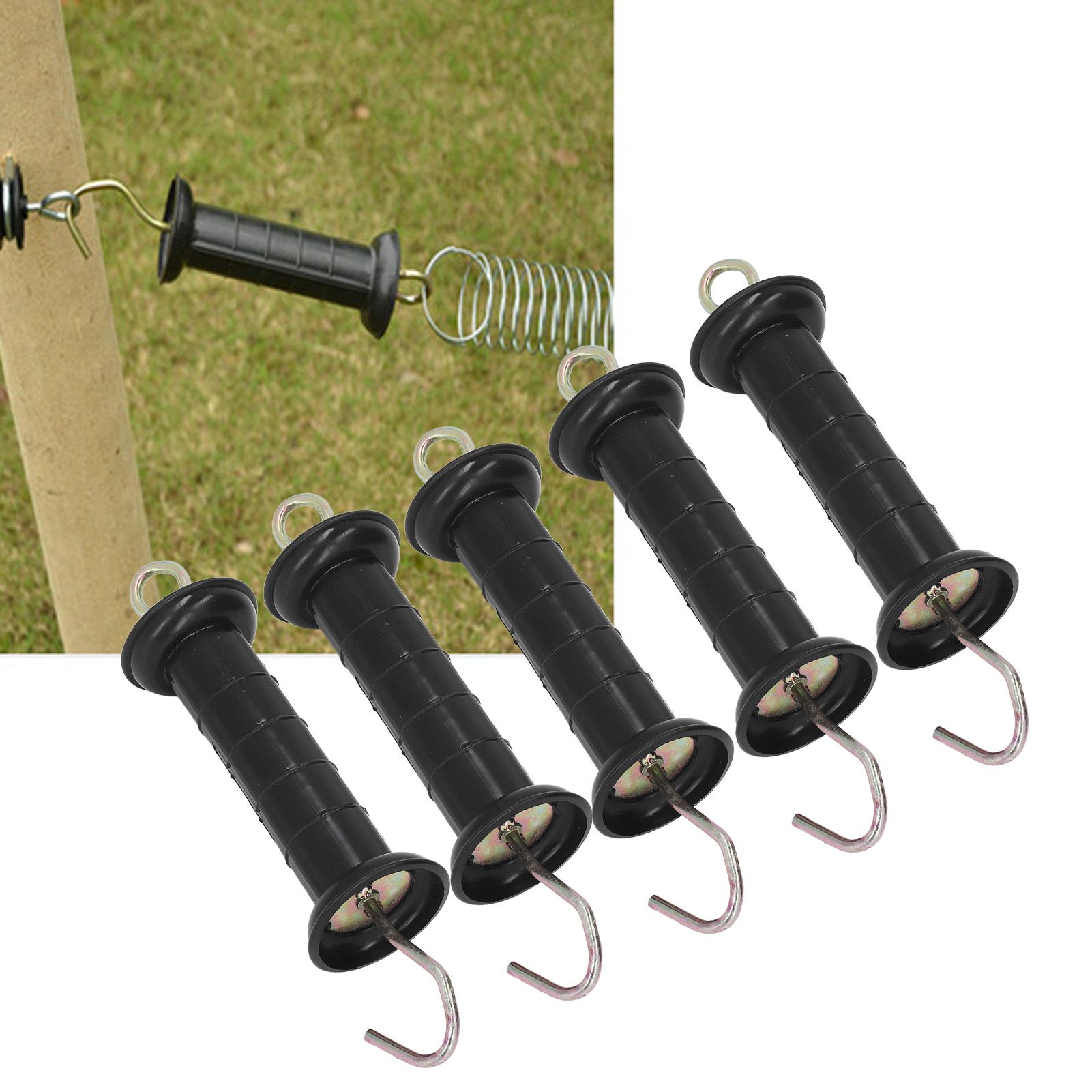 5Pcs Electric Fence Handle Insulated Gate Grip Bar with Metal Hook for Farm view 12