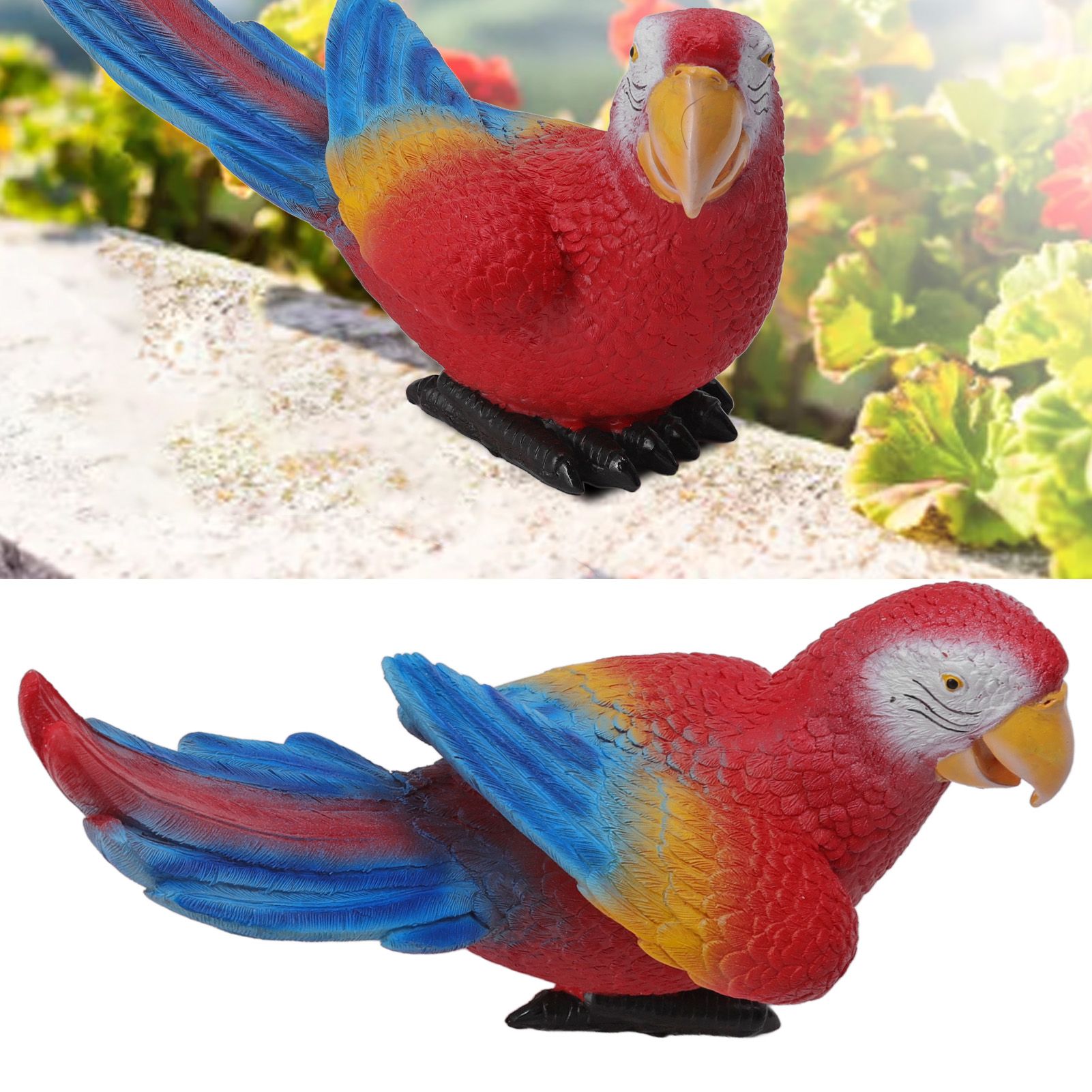 Parrot Sculpture Ornament Waterproof Lifelike Synthetic Resin Decorative Bird view 12
