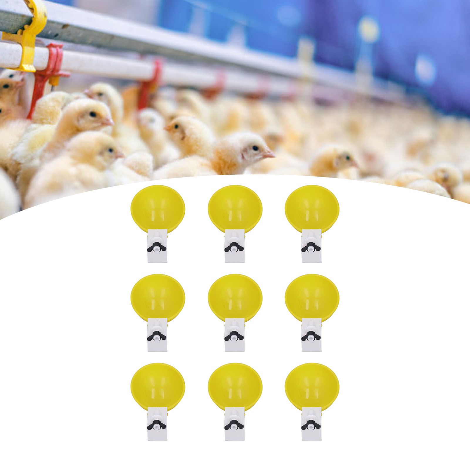 9pcs Chicken Water Cups Yellow Poultry Automatic Drinking Bowl Water Cups view 11