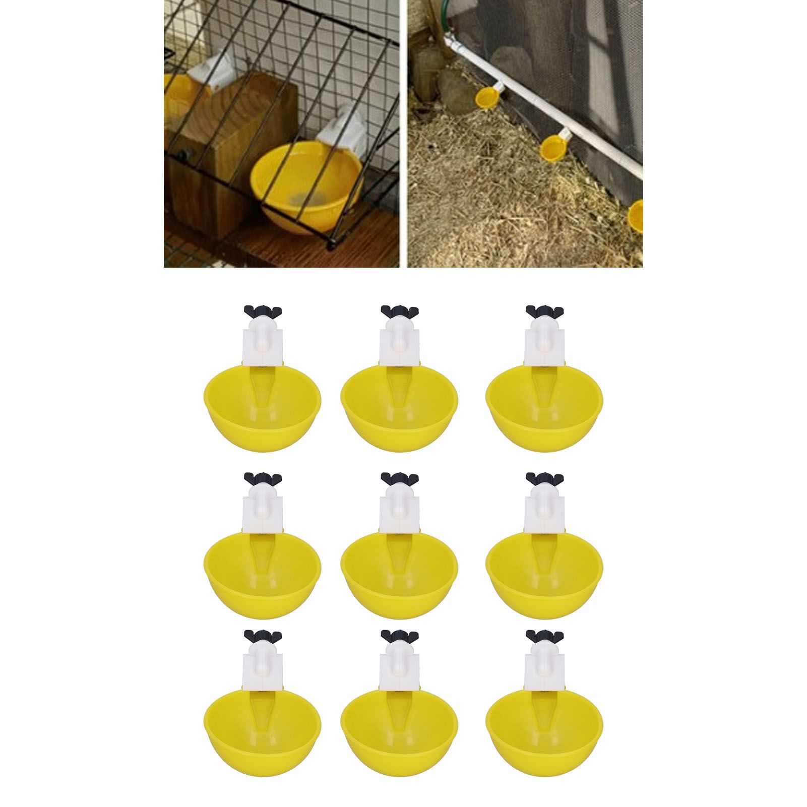 9pcs Chicken Water Cups Yellow Poultry Automatic Drinking Bowl Water Cups view 12