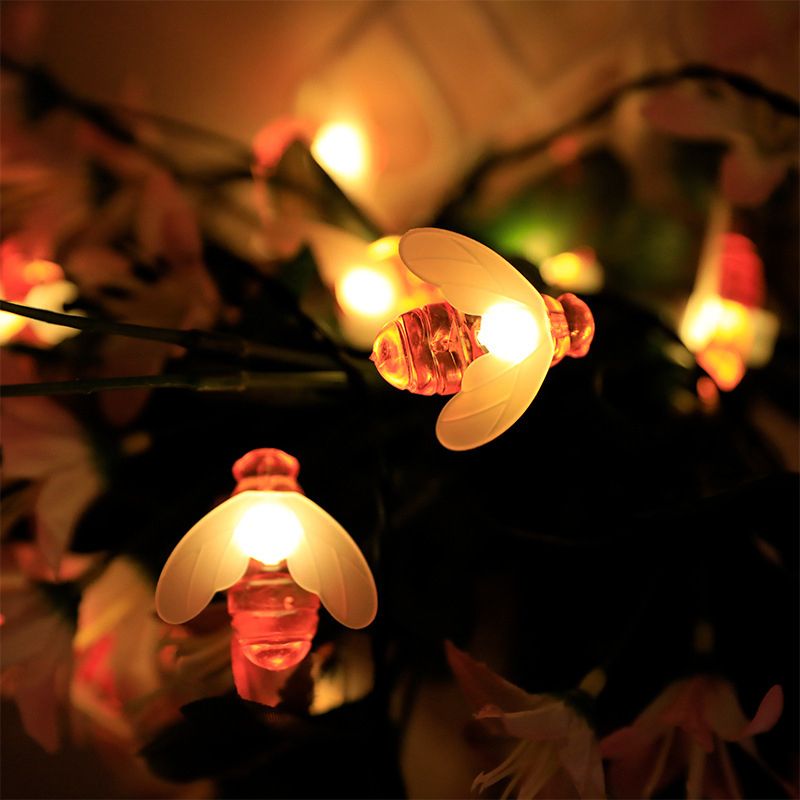 Solar Bee String Lights Outdoor Led Honeybee Fairy Lights Waterproof Solar view 5