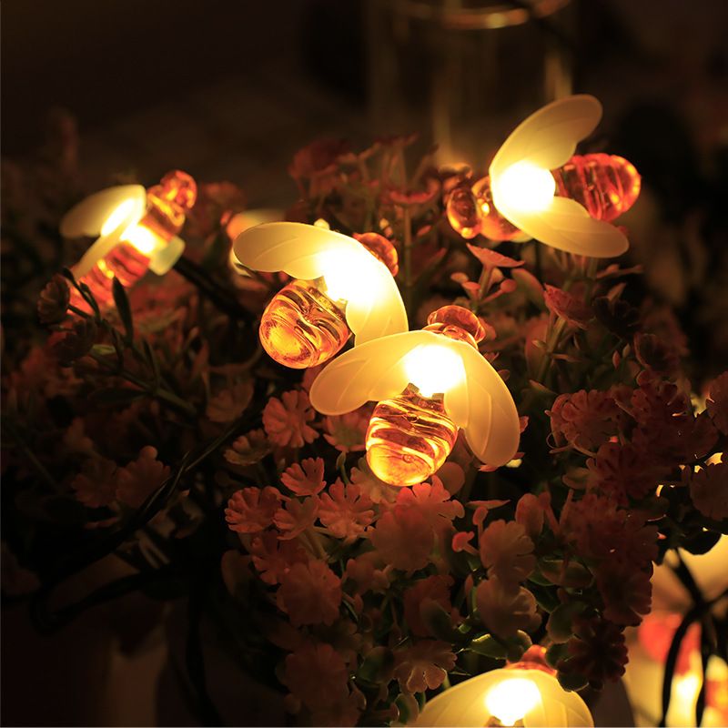 Solar Bee String Lights Outdoor Led Honeybee Fairy Lights Waterproof Solar view 4