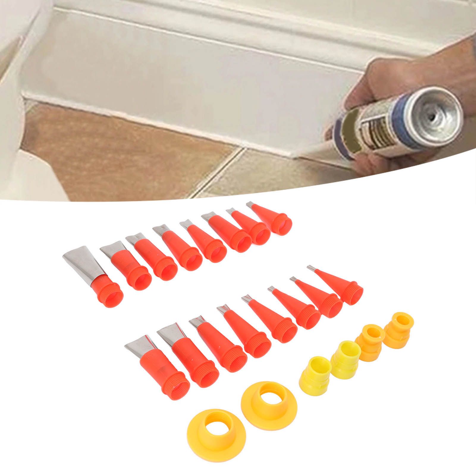 16pcs Stainless Steel Caulking Nozzle Applicator and 6pcs Connection Base view 11