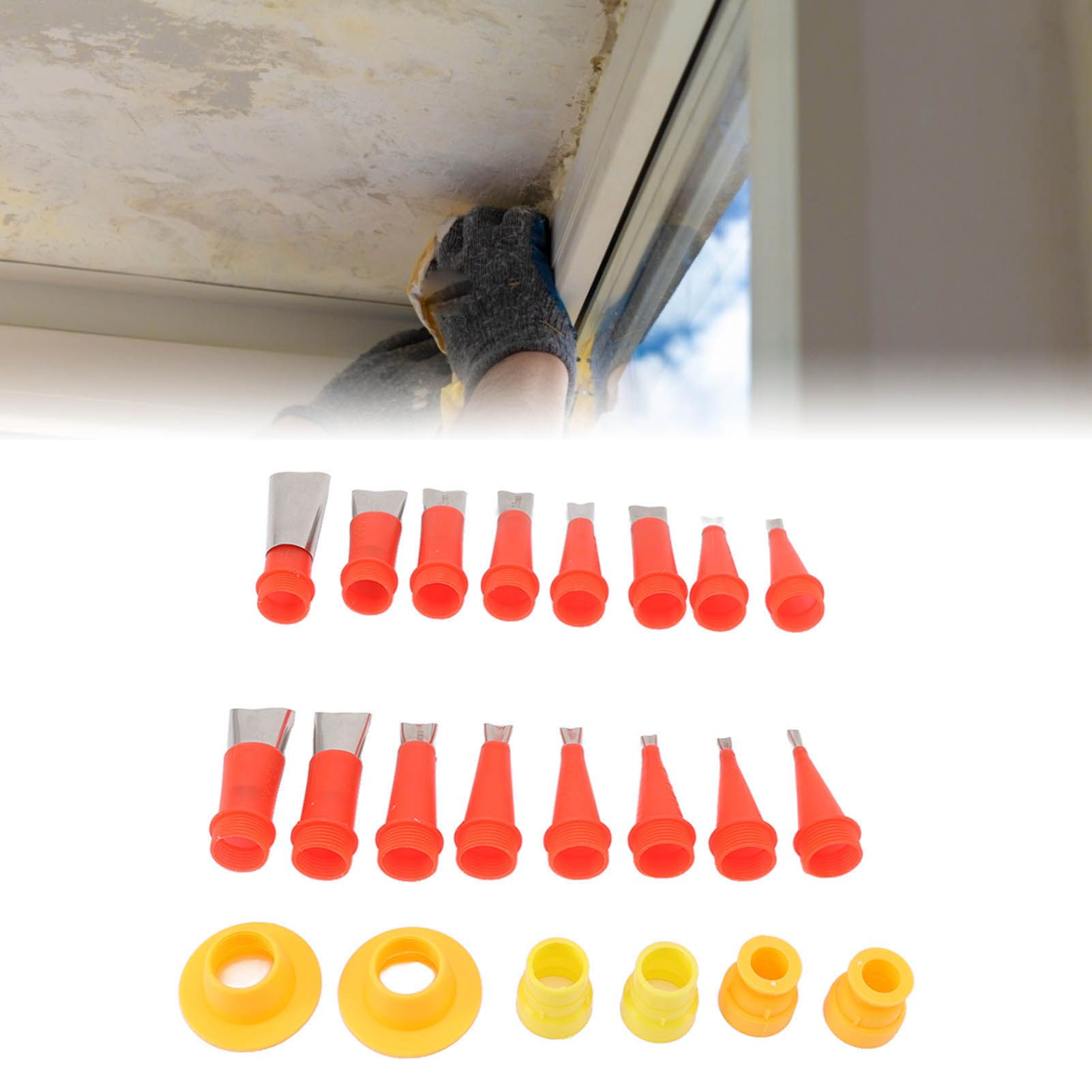 16pcs Stainless Steel Caulking Nozzle Applicator and 6pcs Connection Base view 12