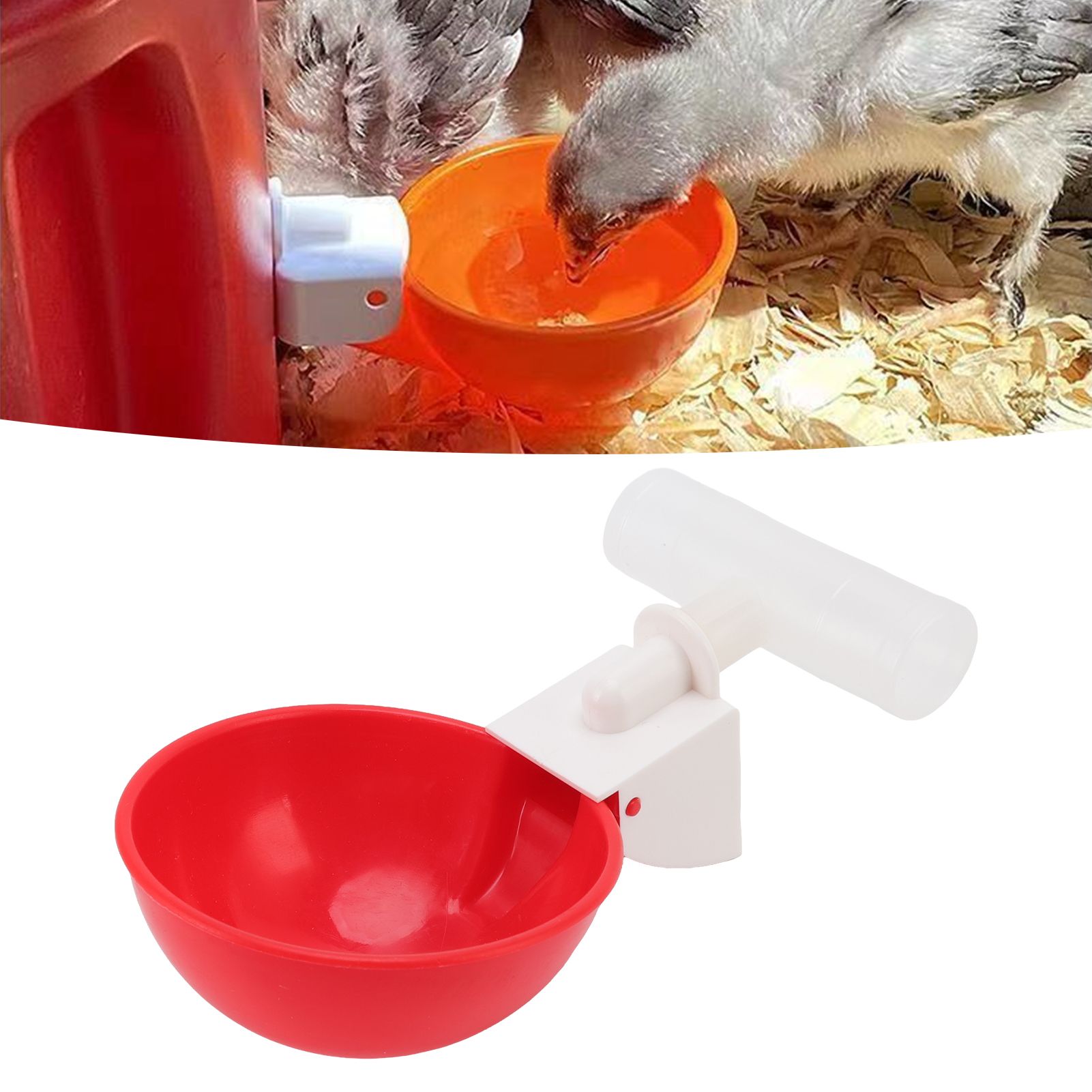 10 Set Chicken Drinking Cup Automatic Water Drinker Big Red Plastic Bowl for view 11