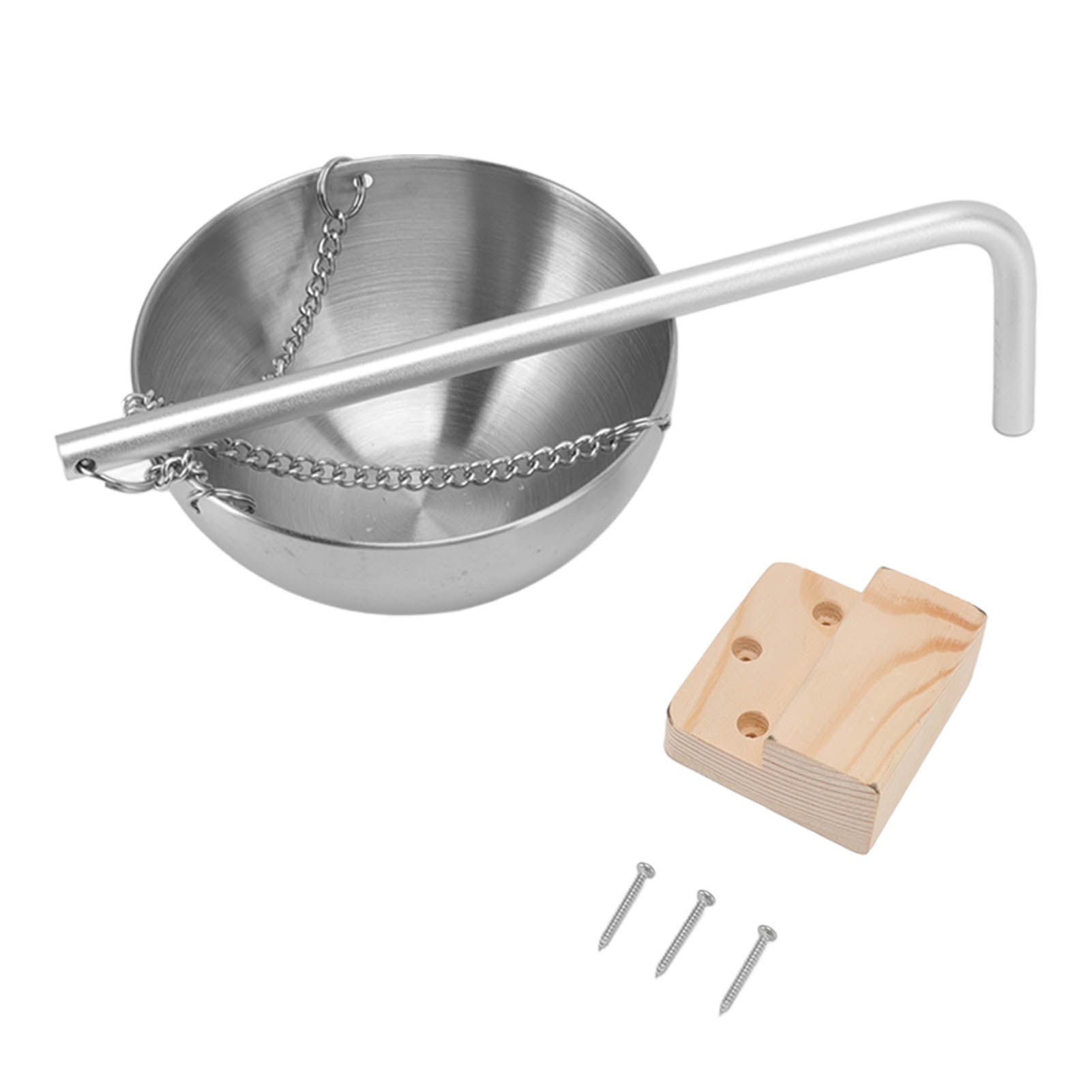 Sauna Bowl Stainless Steel Hanging Aromatherapy Oil Cup with Wooden Block for