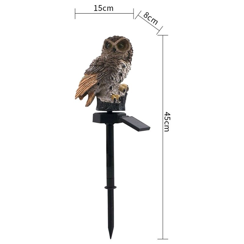 Outdoor Lamp LED Solar Waterproof Owl Figurine Garden Decoration for Backyard view 2