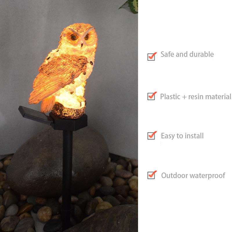 Outdoor Lamp LED Solar Waterproof Owl Figurine Garden Decoration for Backyard view 3