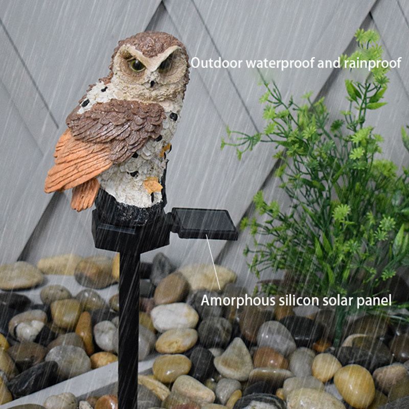 Outdoor Lamp LED Solar Waterproof Owl Figurine Garden Decoration for Backyard view 5