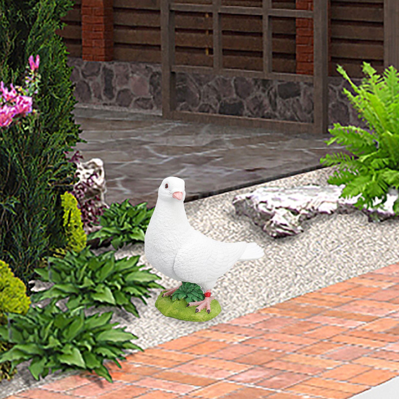 Artificial White Doves Ornament High Simulation Resin White Feather Birds view 11