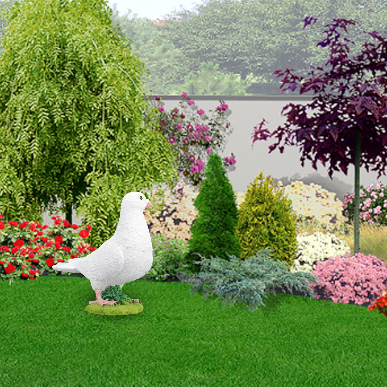 Artificial White Doves Ornament High Simulation Resin White Feather Birds view 12