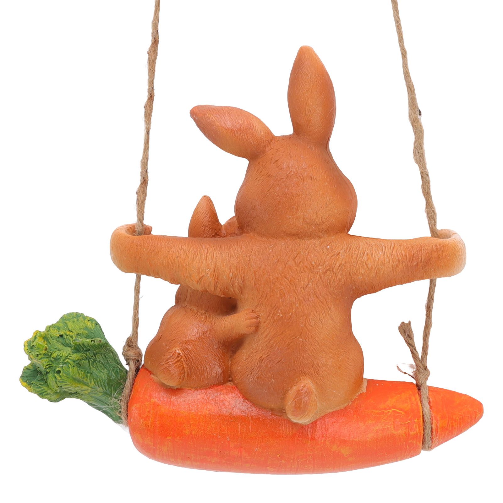 Ornament Brown Rabbit Carrot Swing Resin Modern Delicate Garden Home view 8