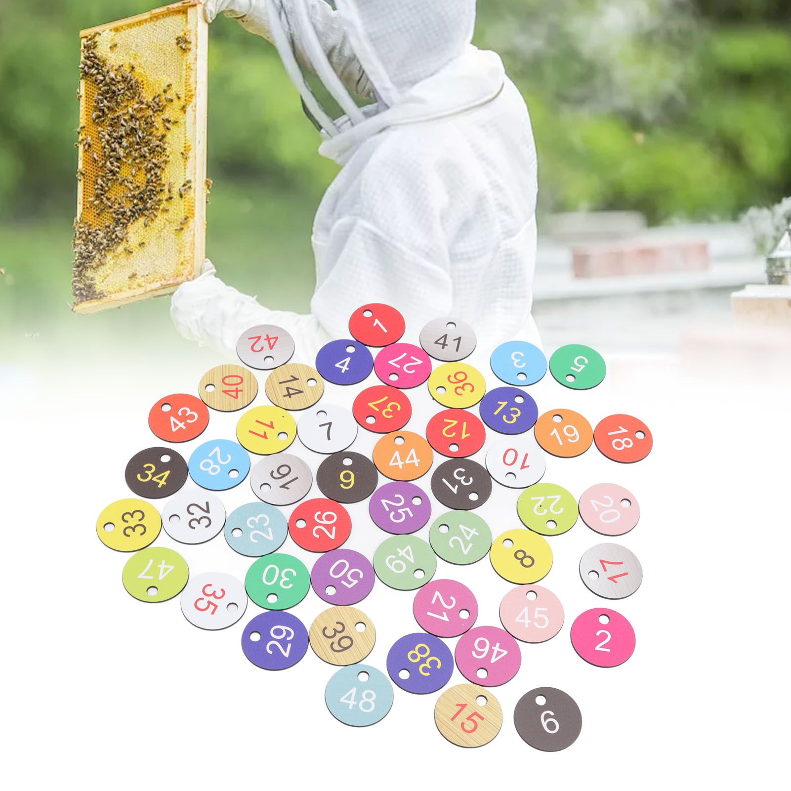 50Pcs Round Plastic Number Tags Plastic Number Labels for Beekeeping Livestock view 12