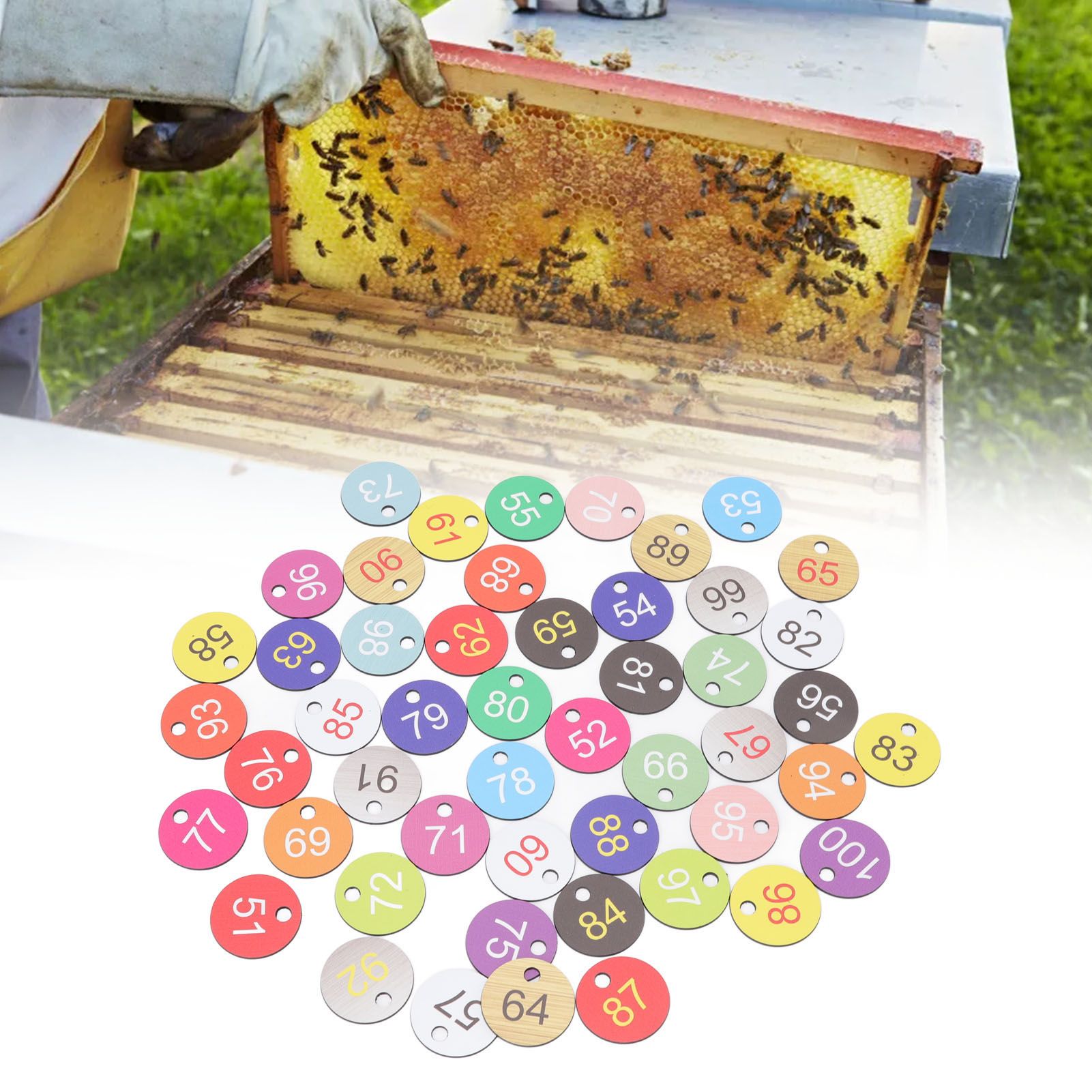 50Pcs Round Plastic Number Tags Plastic Number Labels for Beekeeping Livestock view 11