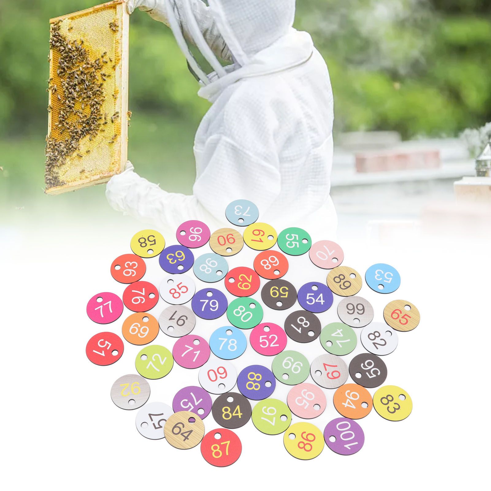 50Pcs Round Plastic Number Tags Plastic Number Labels for Beekeeping Livestock view 12