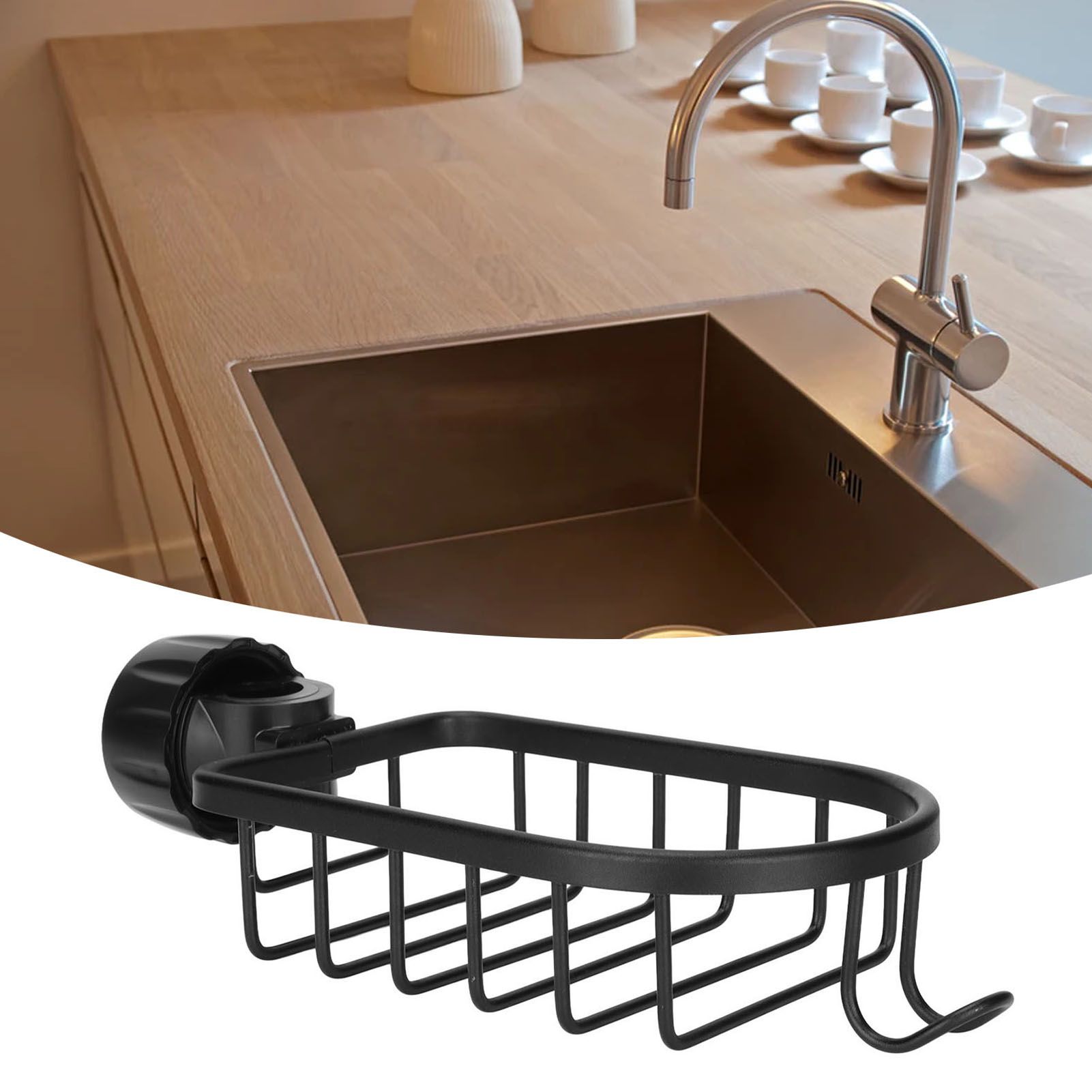 Hanging Faucet Storage Rack Adjustable Sink Dishcloth Sponge Drainer Rack for view 12