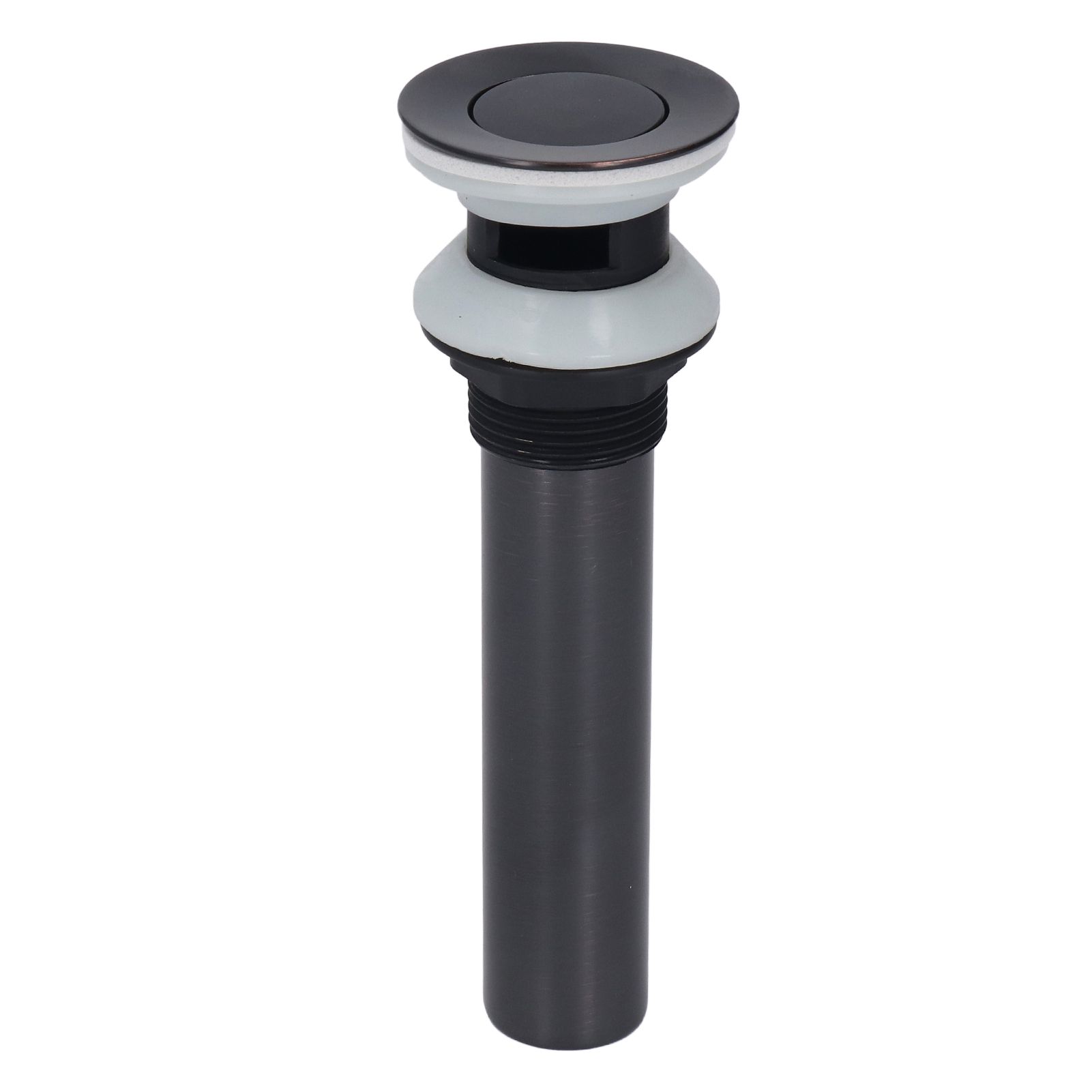 Waste Stopper Press Bounce Drain Assembly Non Overflow Stainless Steel Black view 2