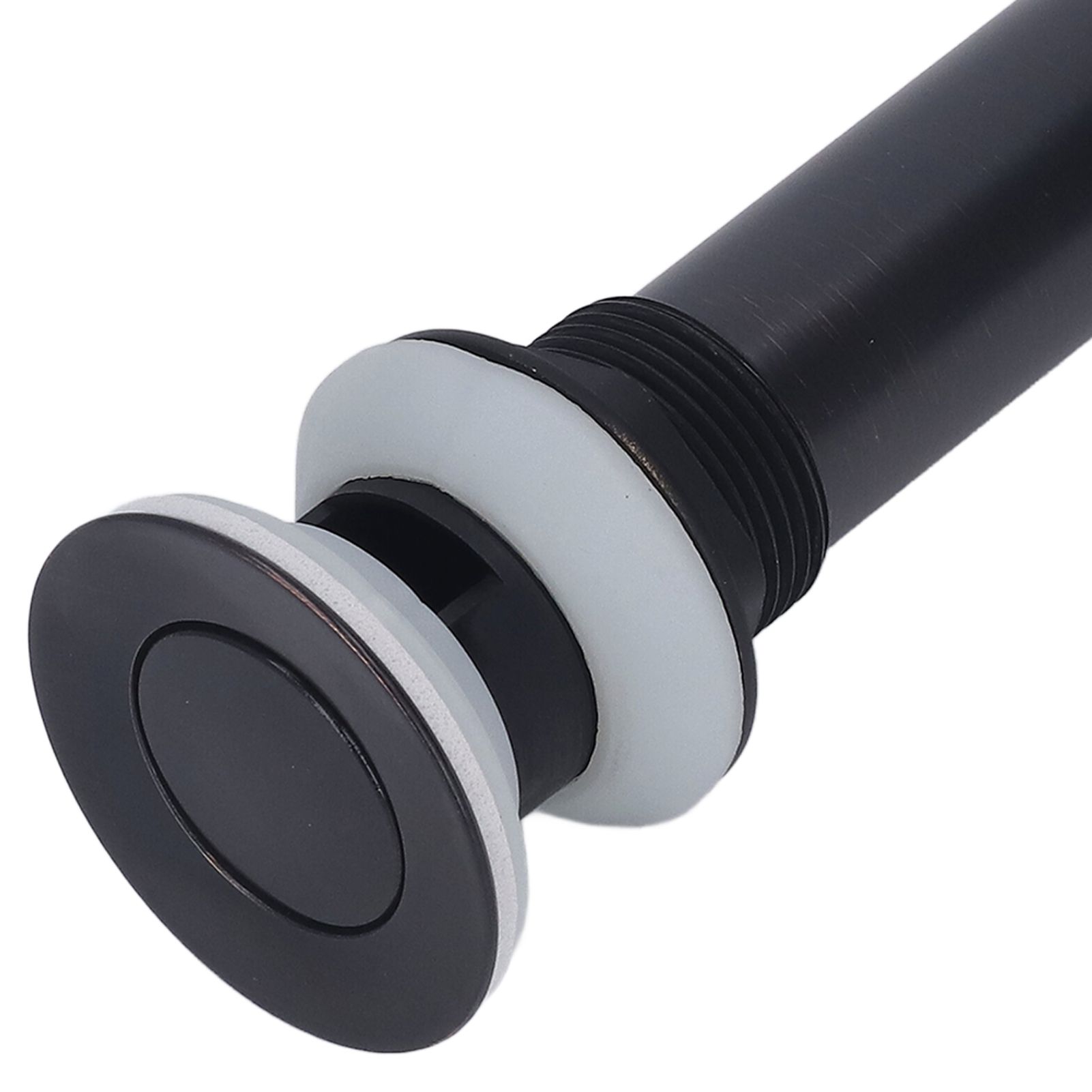 Waste Stopper Press Bounce Drain Assembly Non Overflow Stainless Steel Black view 15