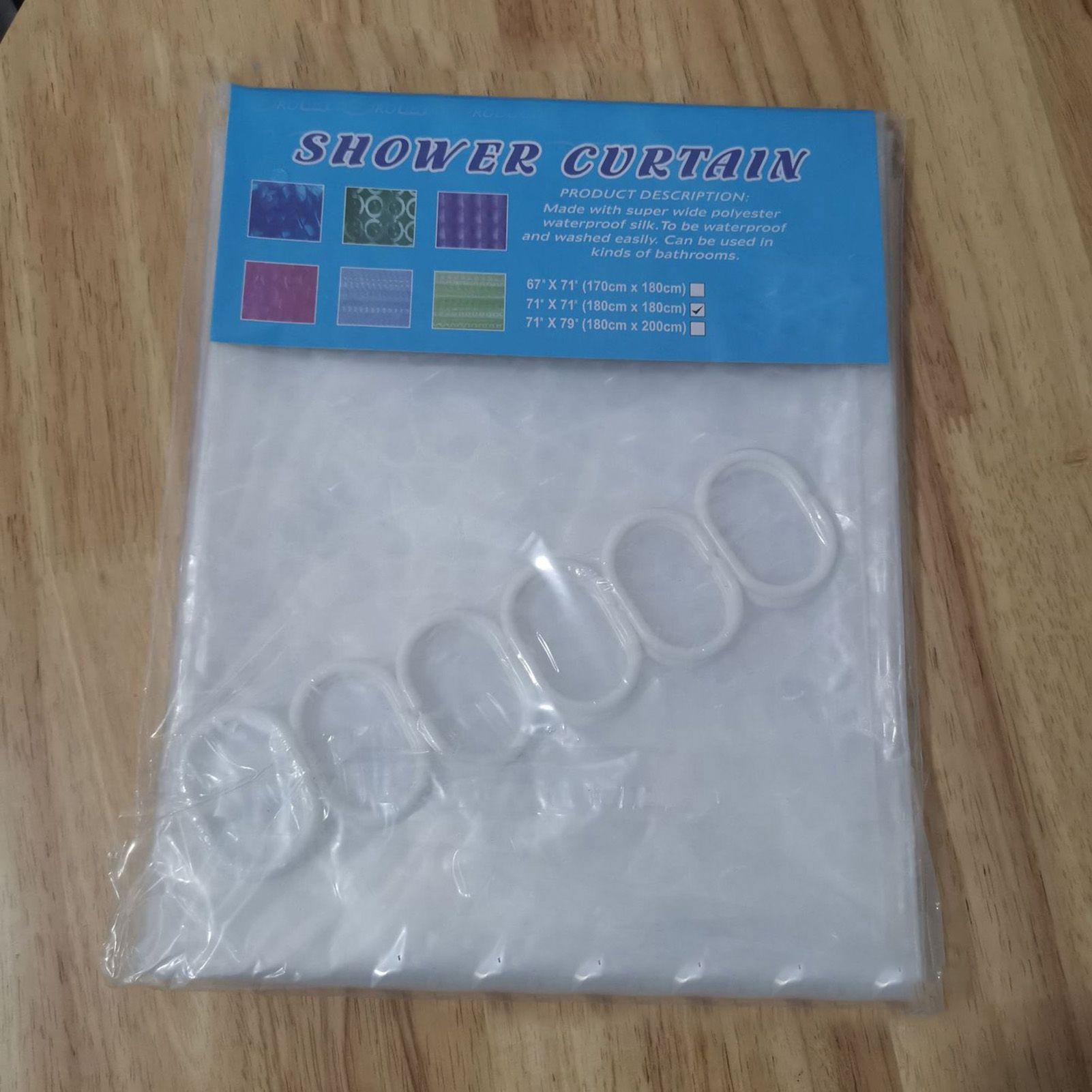 Shower Curtain Thickened 3D Water Cube PEVA Lightweight Shower Curtain for