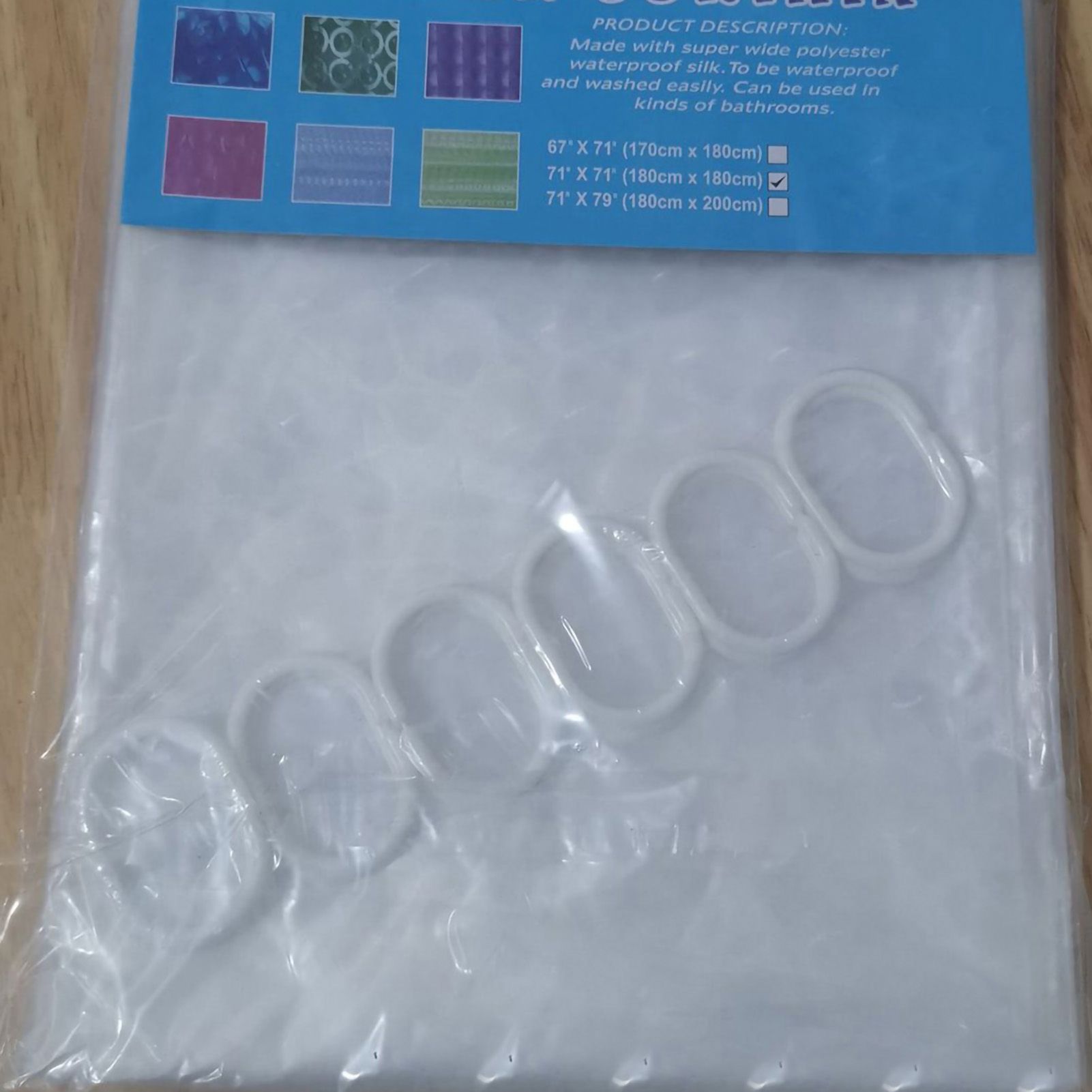 Shower Curtain Thickened 3D Water Cube PEVA Lightweight Shower Curtain for view 2