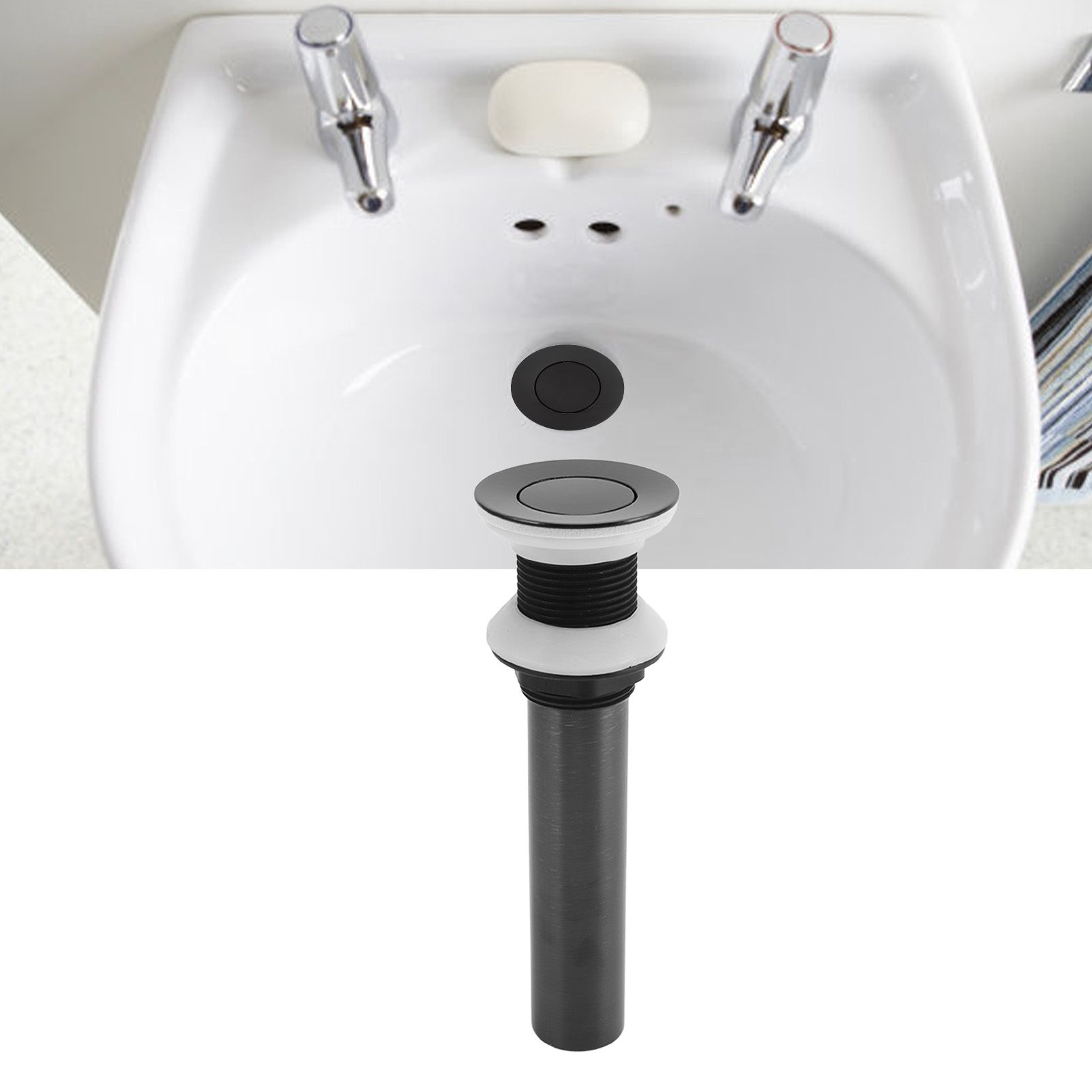 Bathroom Sink Drain Without Overflow Vessel Sink Lavatory Vanity Push Type view 11