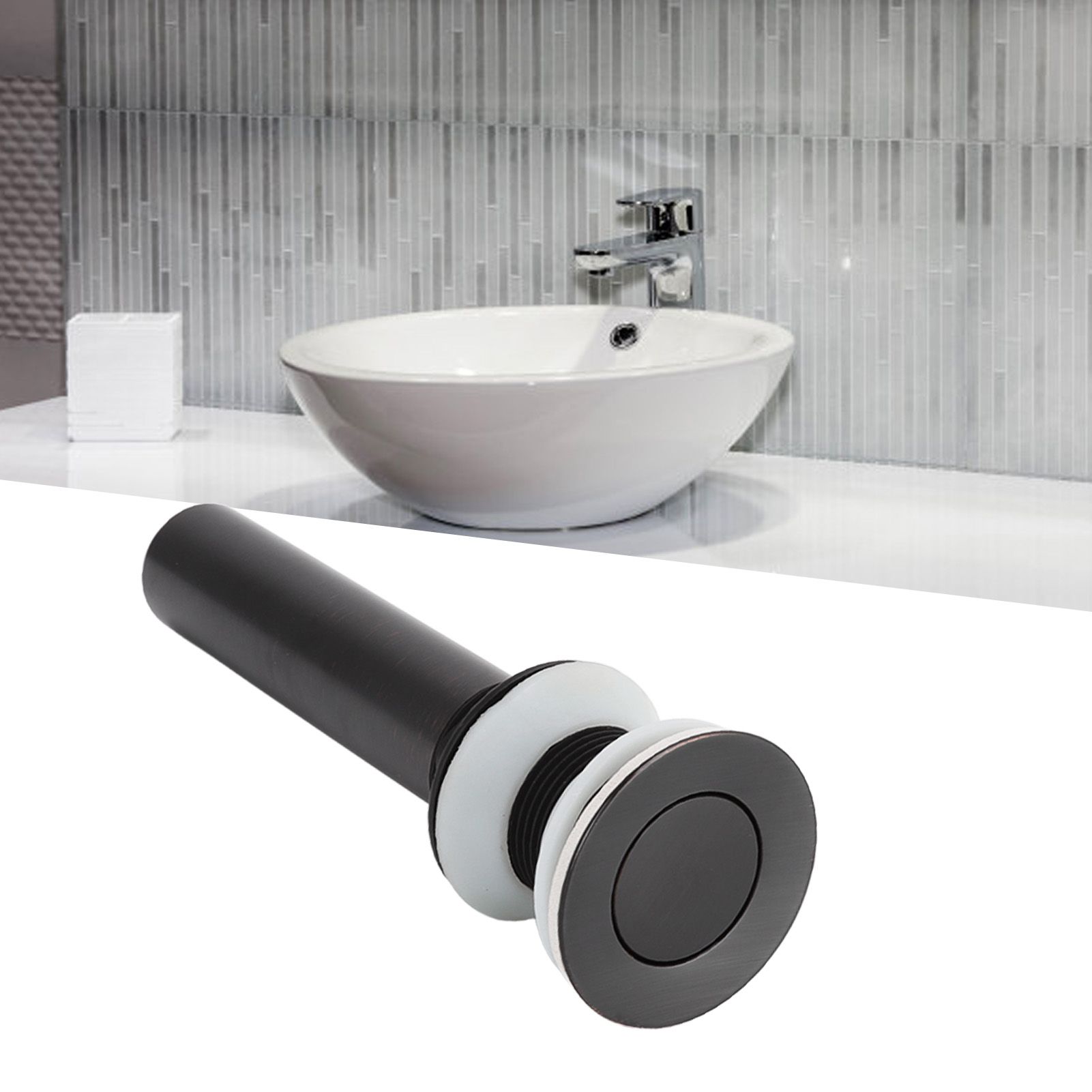 Bathroom Sink Drain Without Overflow Vessel Sink Lavatory Vanity Push Type view 12