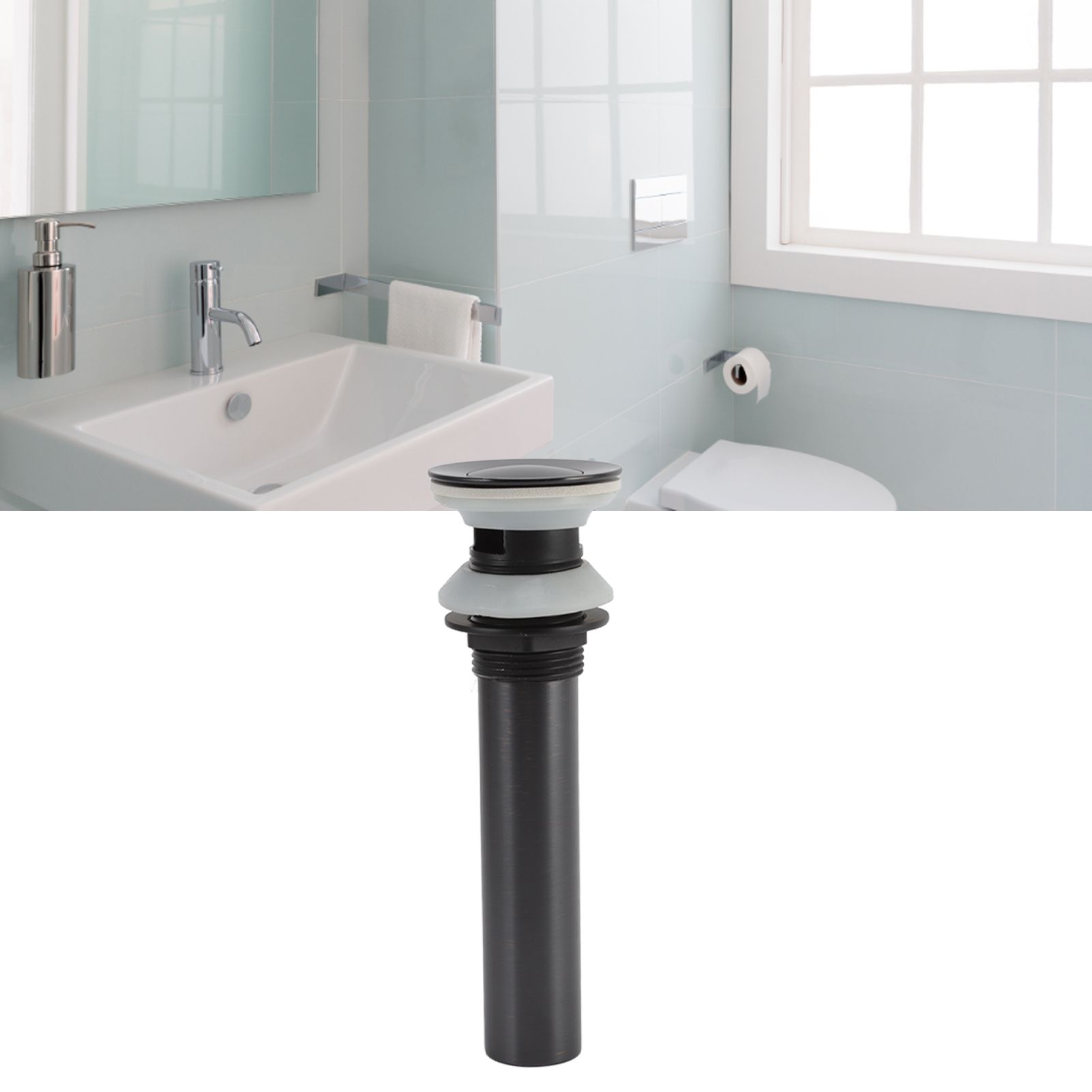Bathroom Basin Sink Drain Brass Stainless Steel Pop Up Draining Stopper view 12