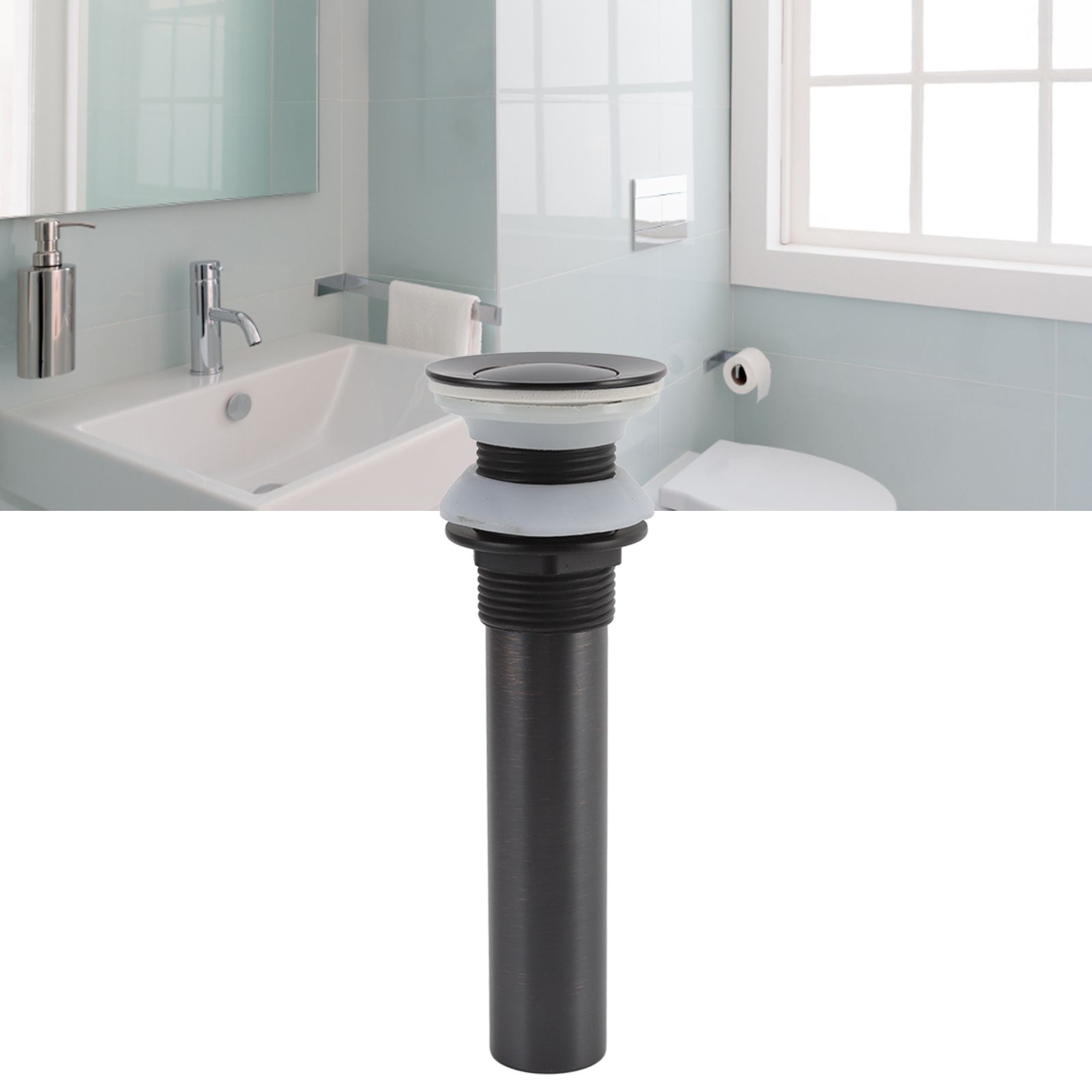 Bathroom Basin Sink Drain Brass Stainless Steel Pop Up Draining Stopper view 12