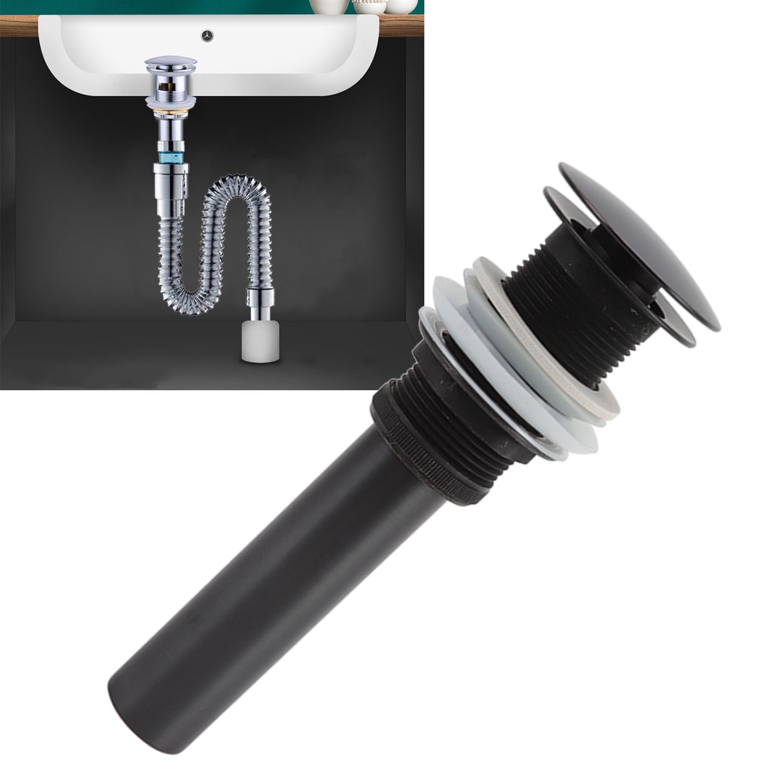 Bathroom Basin Sink Popping Up Drainer Lavatory Odor Resistant Sink Waste view 11