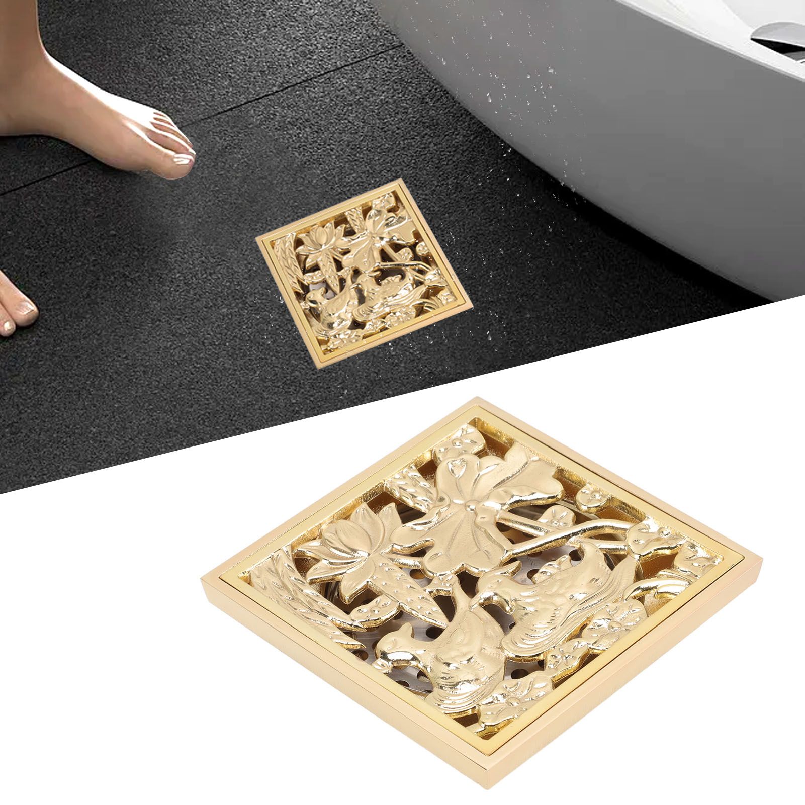 Floor Drain Shallow Water Quadrate Copper Stainless Steel Odor Proof Insect view 11