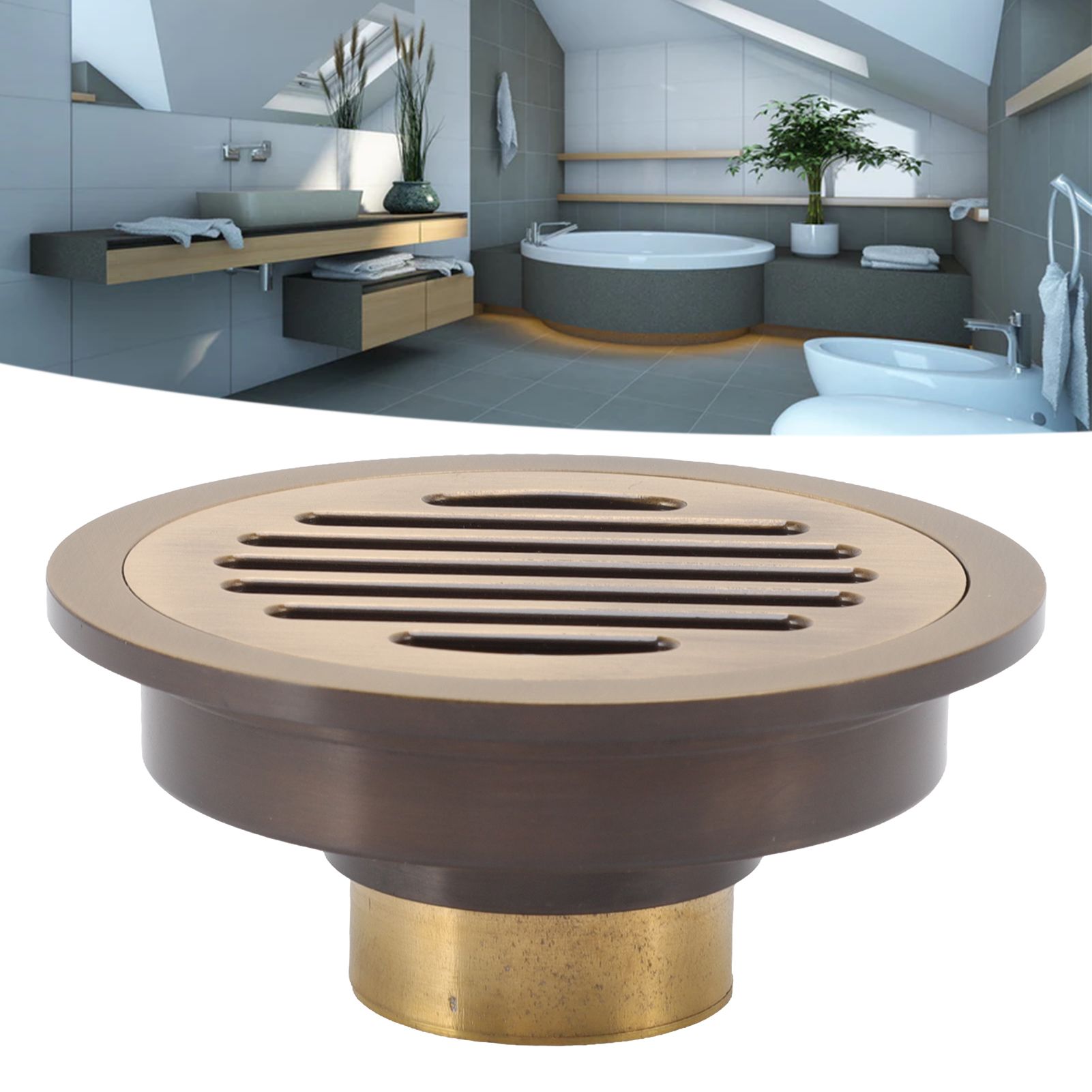 Round Shower Drain Vintage Style Robust Wearproof Sturdy Circle Floor Drain view 11