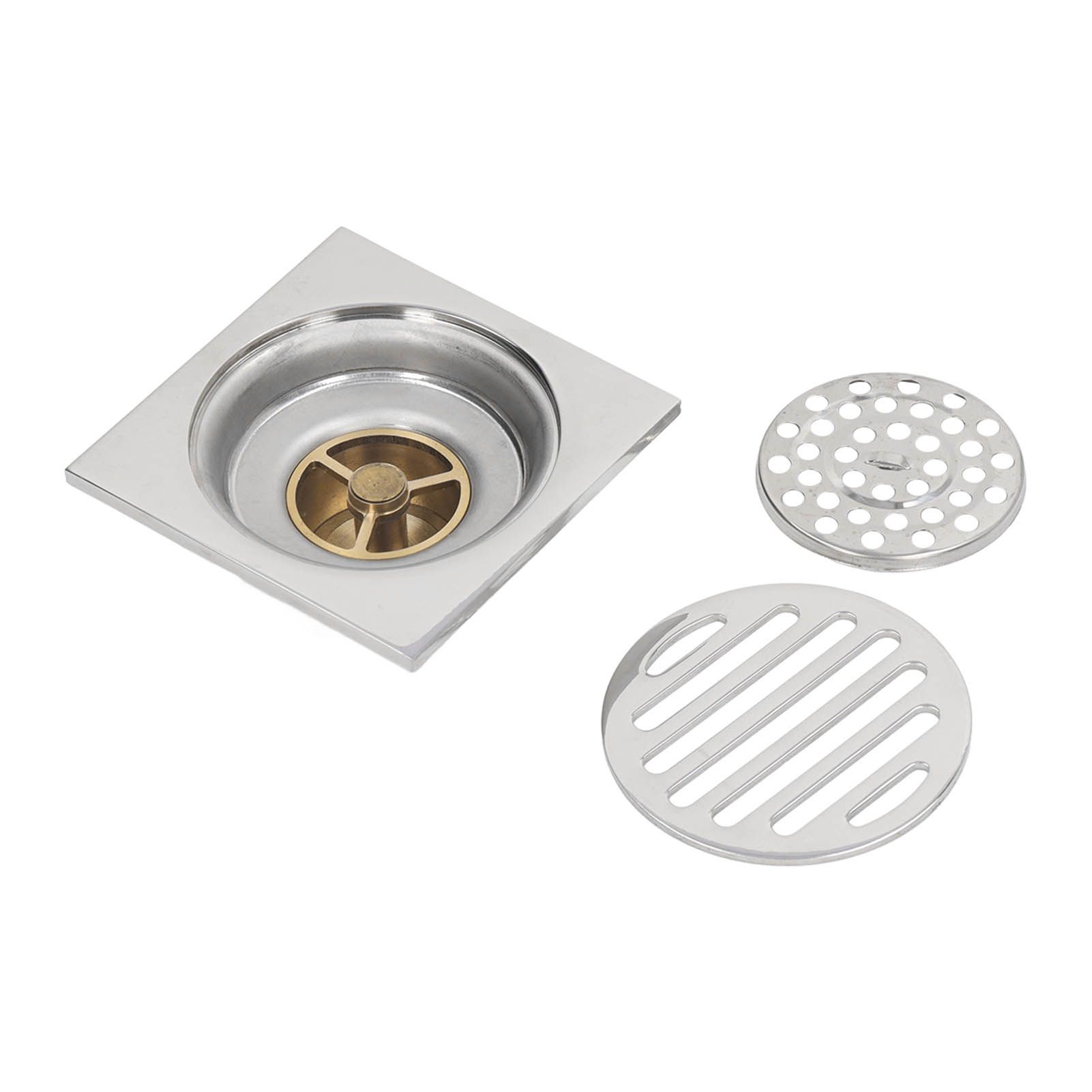 Squared Floor Drain Electroplating Metal High Flow Shower Floor Drain with — image 1