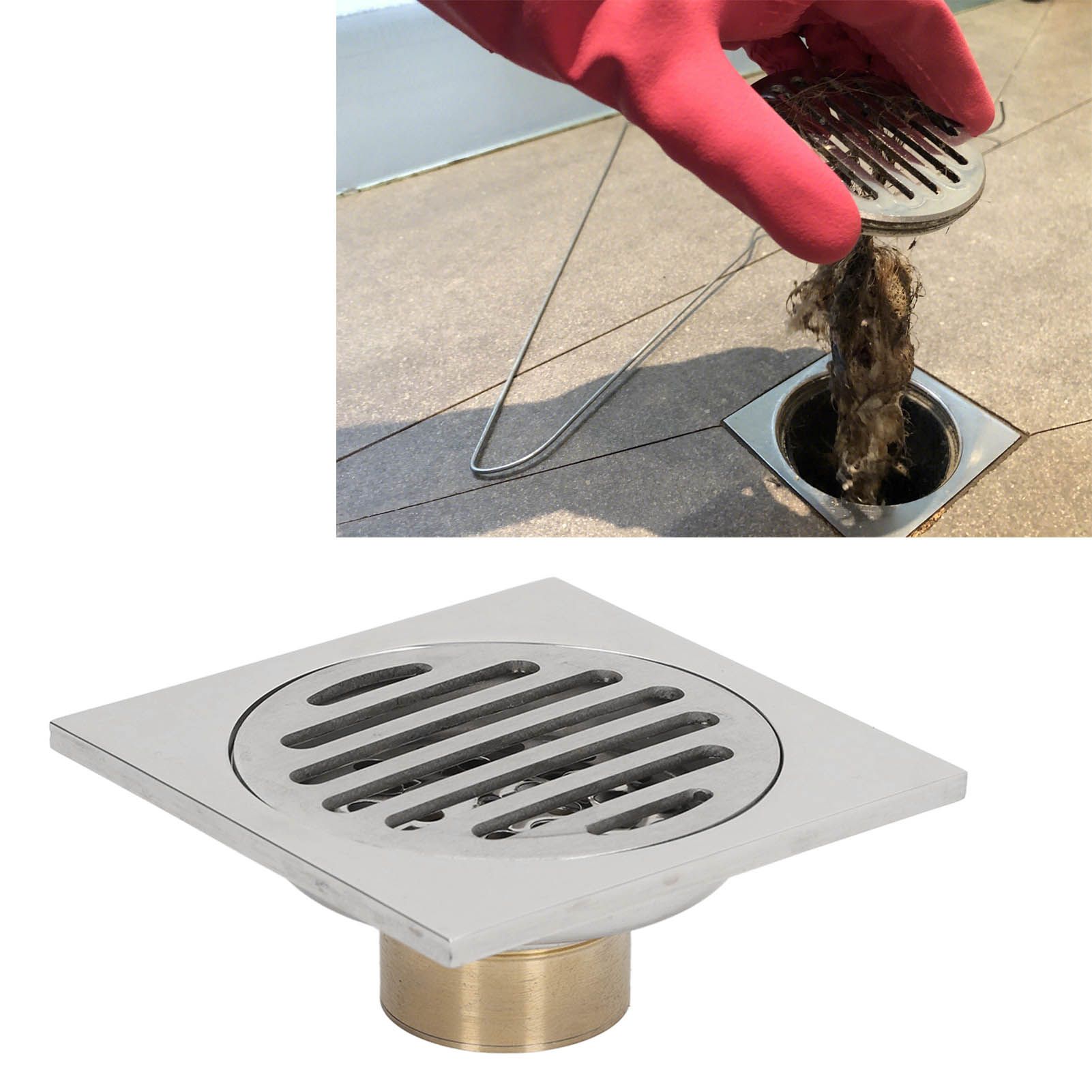 Squared Floor Drain Electroplating Metal High Flow Shower Floor Drain with view 11