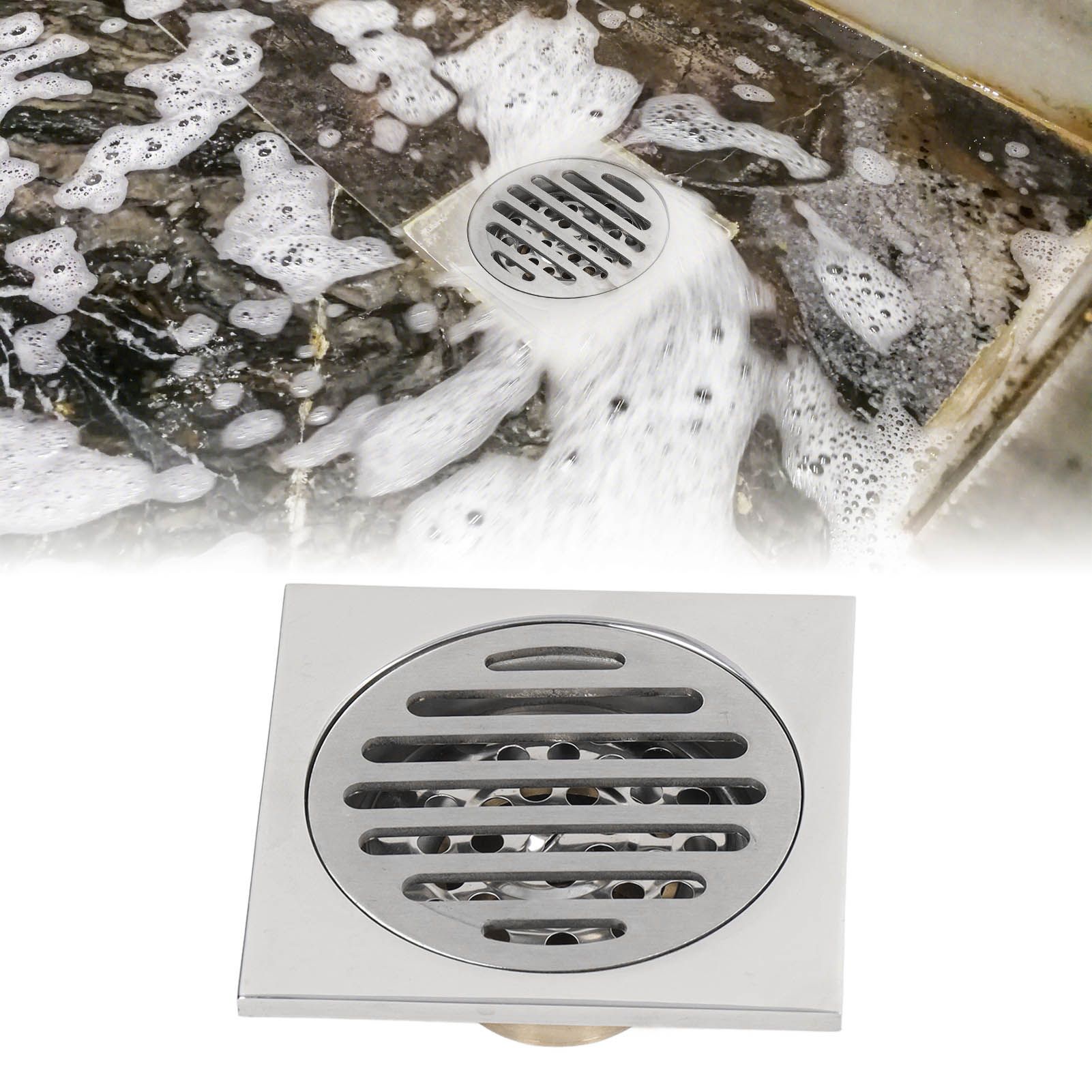 Squared Floor Drain Electroplating Metal High Flow Shower Floor Drain with view 12