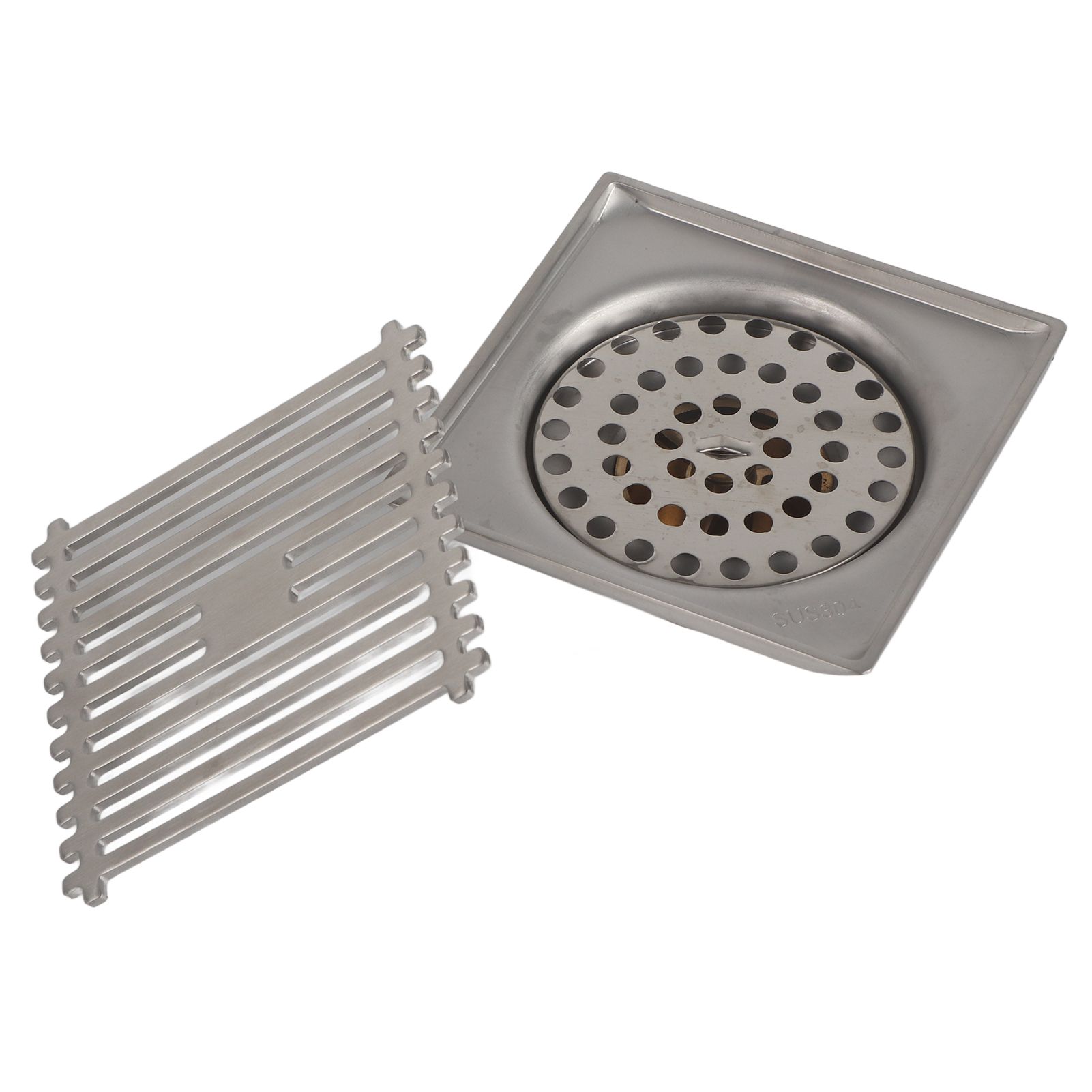 Large Flow Floor Drain Electroplating Squared Glossy Shower Floor Drain with view 3