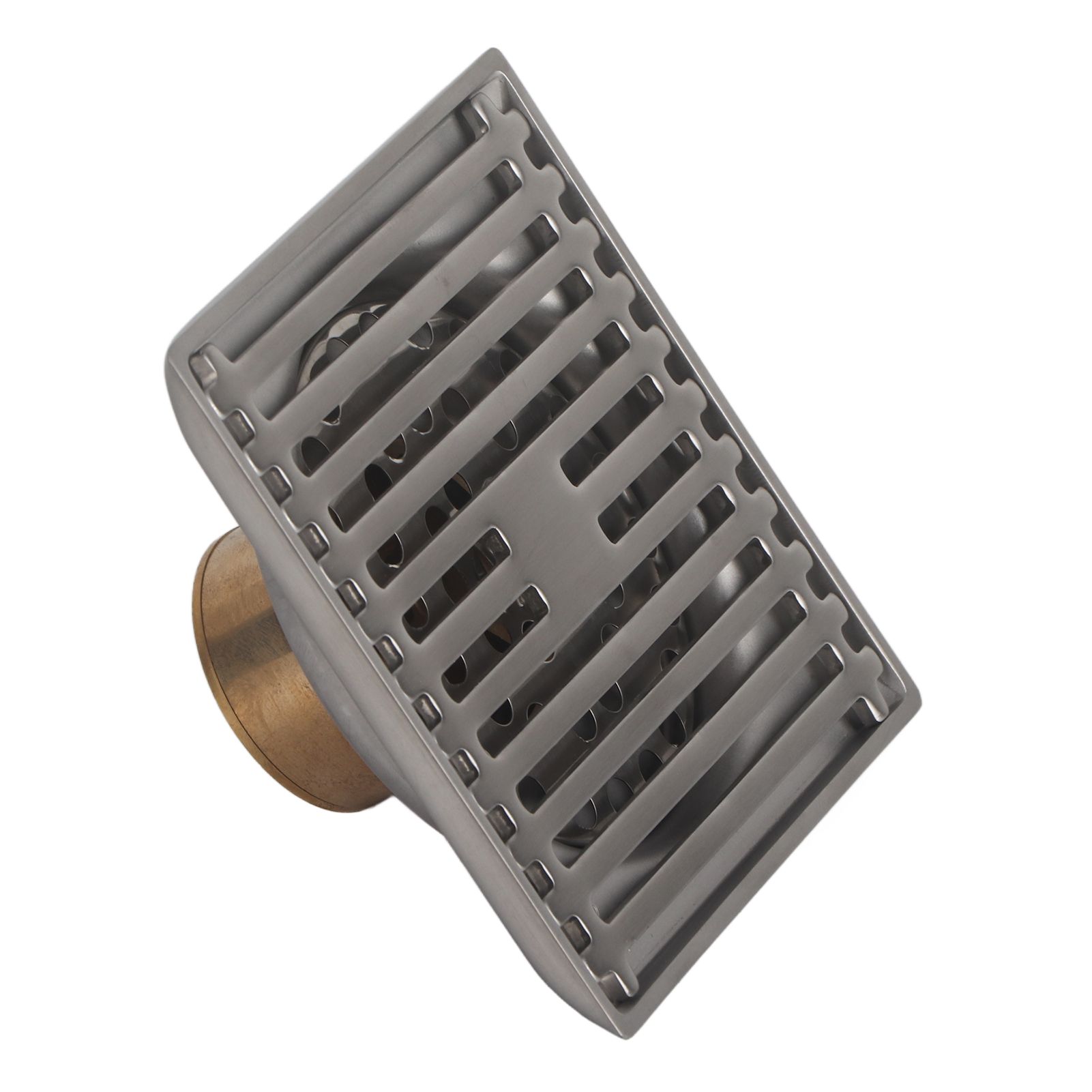 Large Flow Floor Drain Electroplating Squared Glossy Shower Floor Drain with view 5