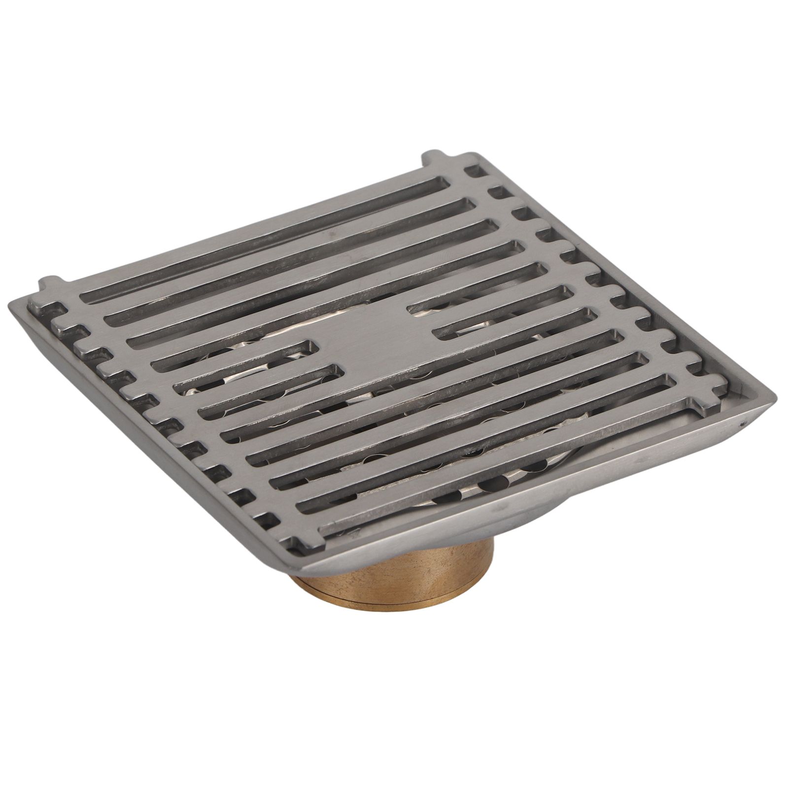 Large Flow Floor Drain Electroplating Squared Glossy Shower Floor Drain with view 6