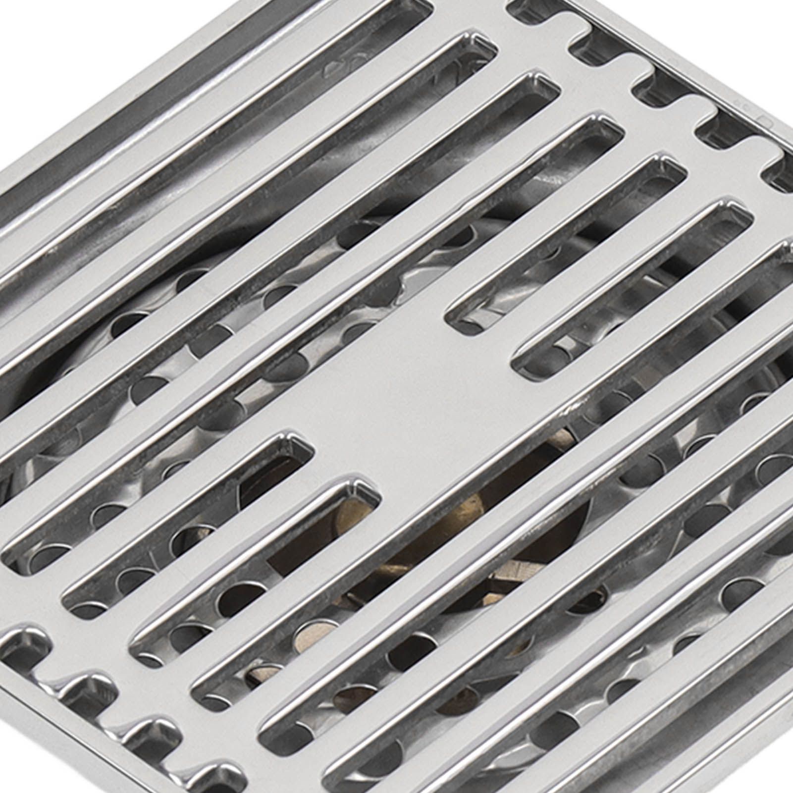 Large Flow Floor Drain Electroplating Squared Glossy Shower Floor Drain with view 15