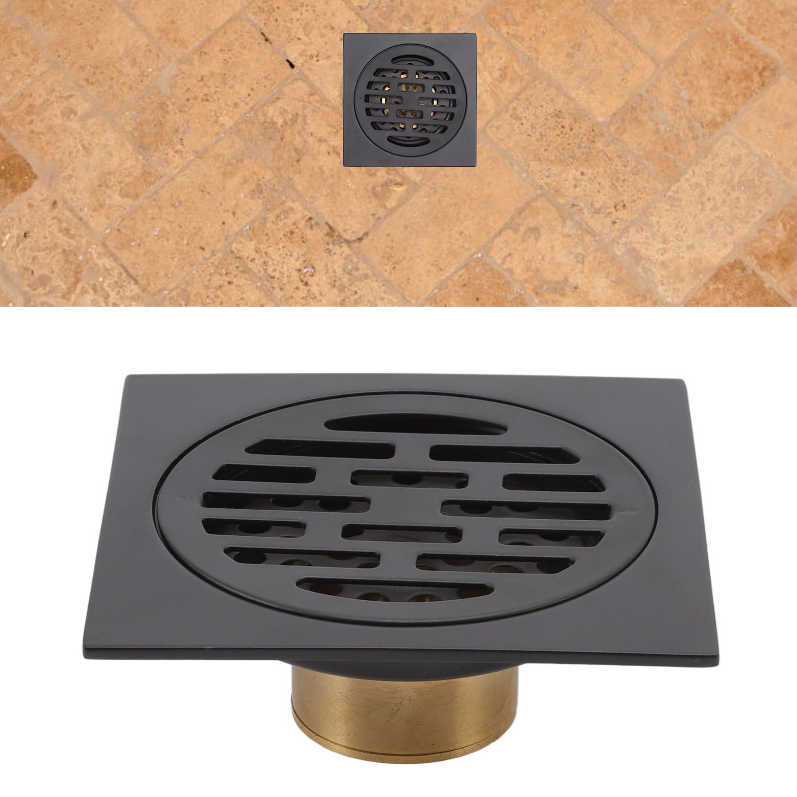 Floor Drain European Style Antique Stainless Steel and Copper Square Shower view 12